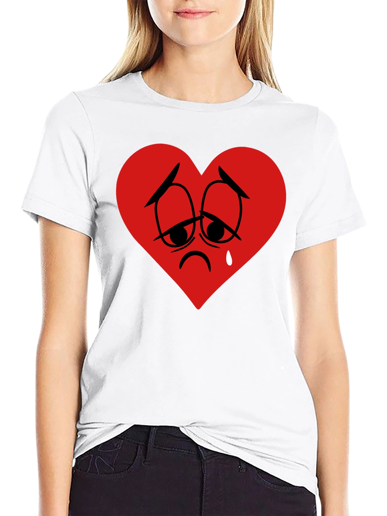 Sad Heart Graphic Black T-Shirt