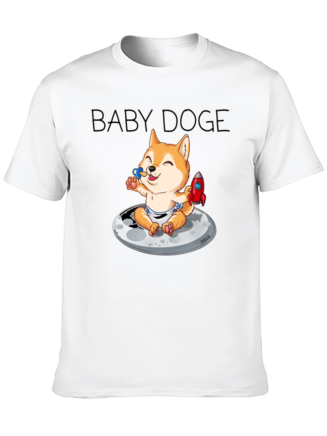 Baby Doge on the Moon Black Graphic Tee