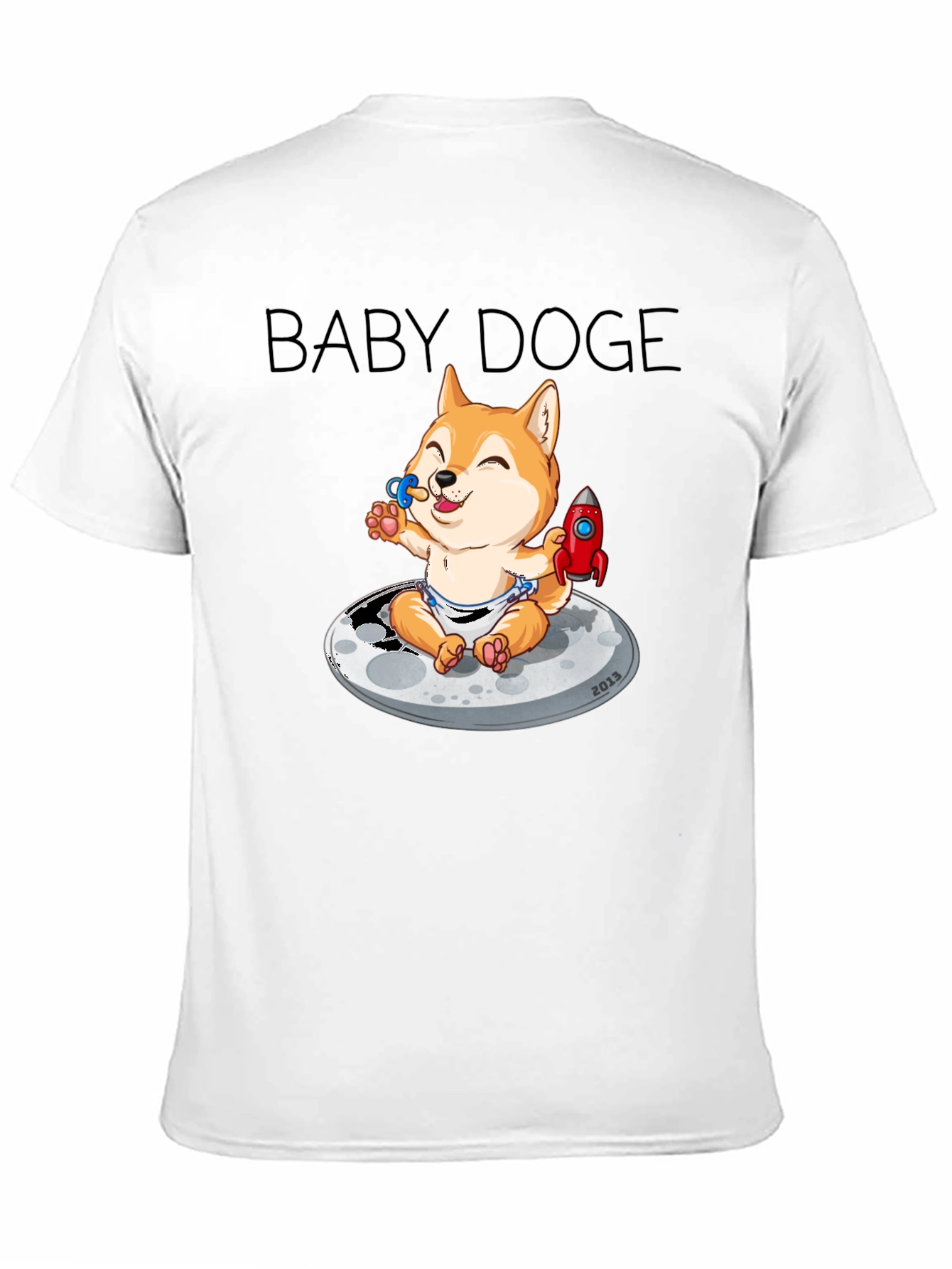 Baby Doge on the Moon Black Graphic Tee