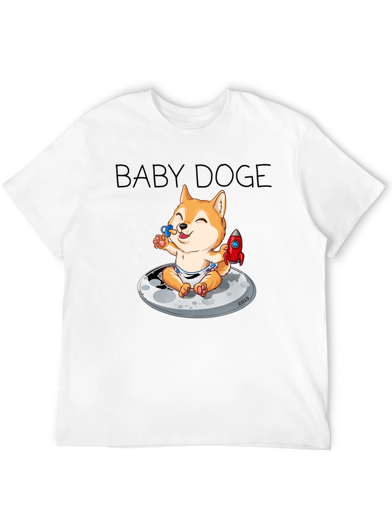 Baby Doge on the Moon Black Graphic Tee