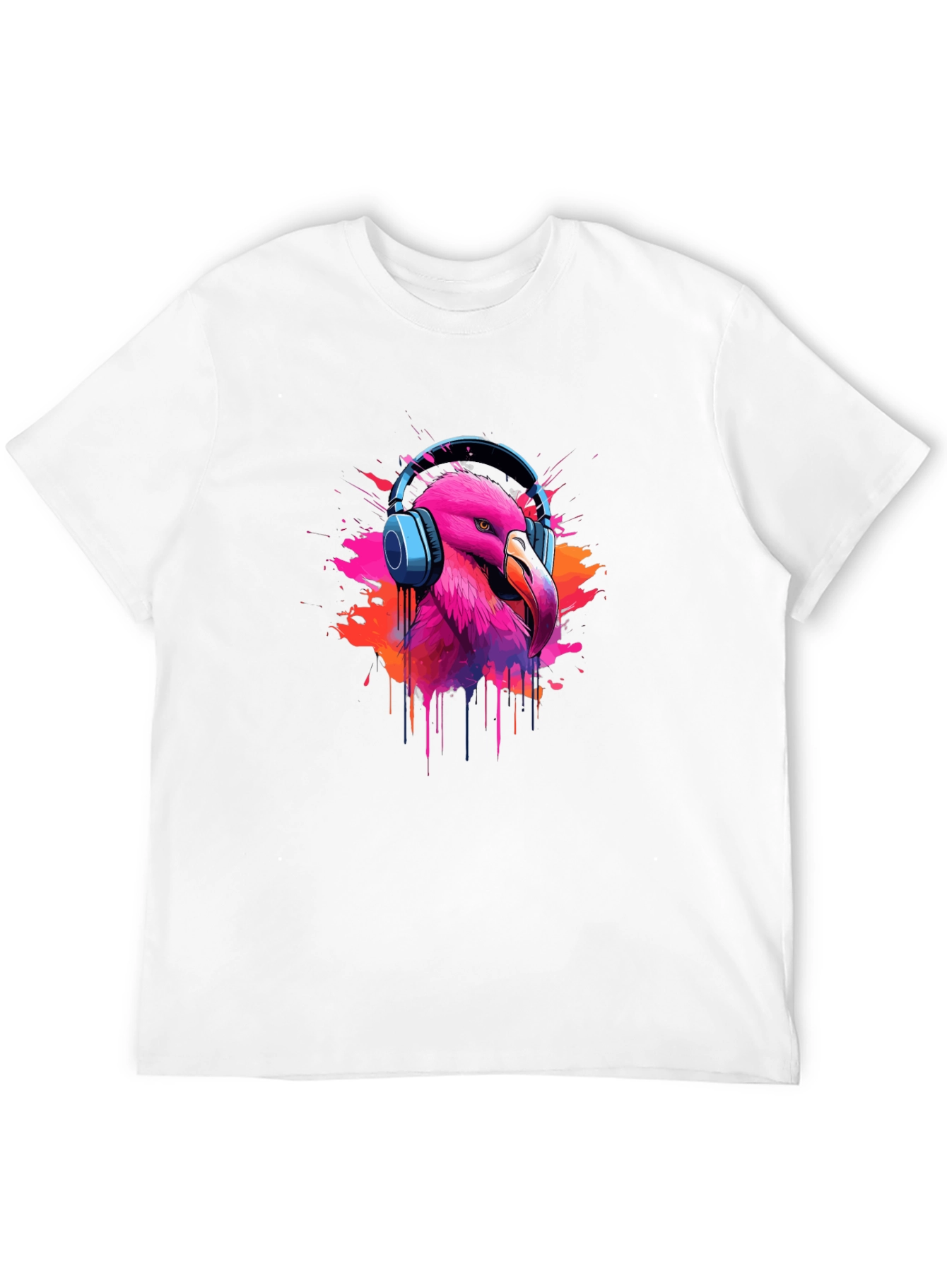 Flamingo Headphone Graphic Black Tee