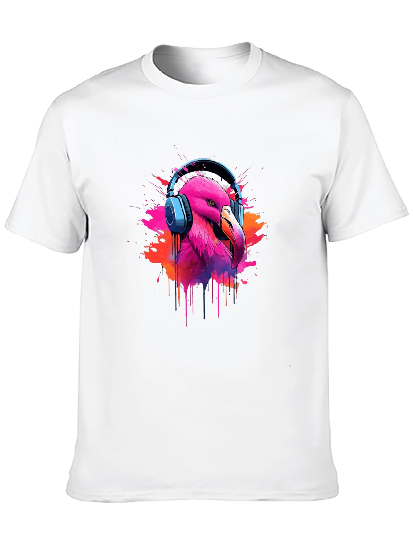 Flamingo Headphone Graphic Black Tee