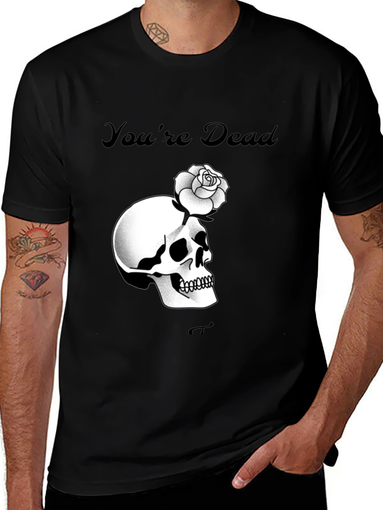 Youre Dead Skull Rose Black T-Shirt