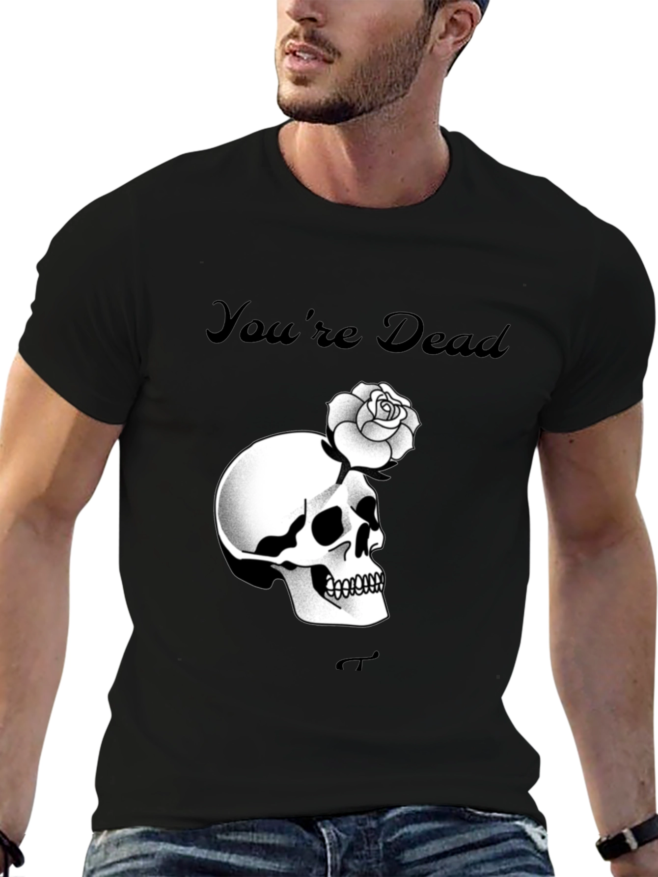 Youre Dead Skull Rose Black T-Shirt