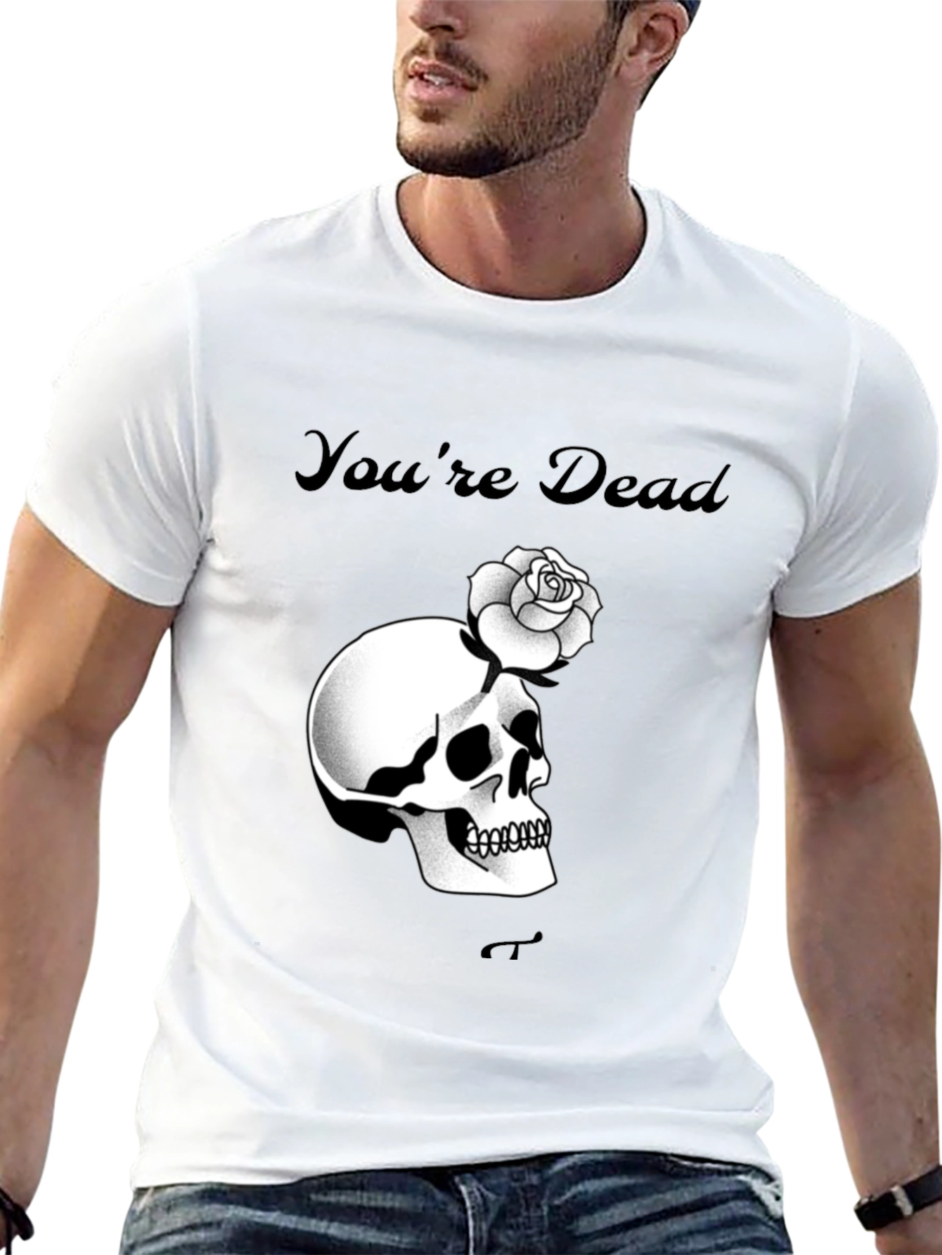 Youre Dead Skull Rose Black T-Shirt