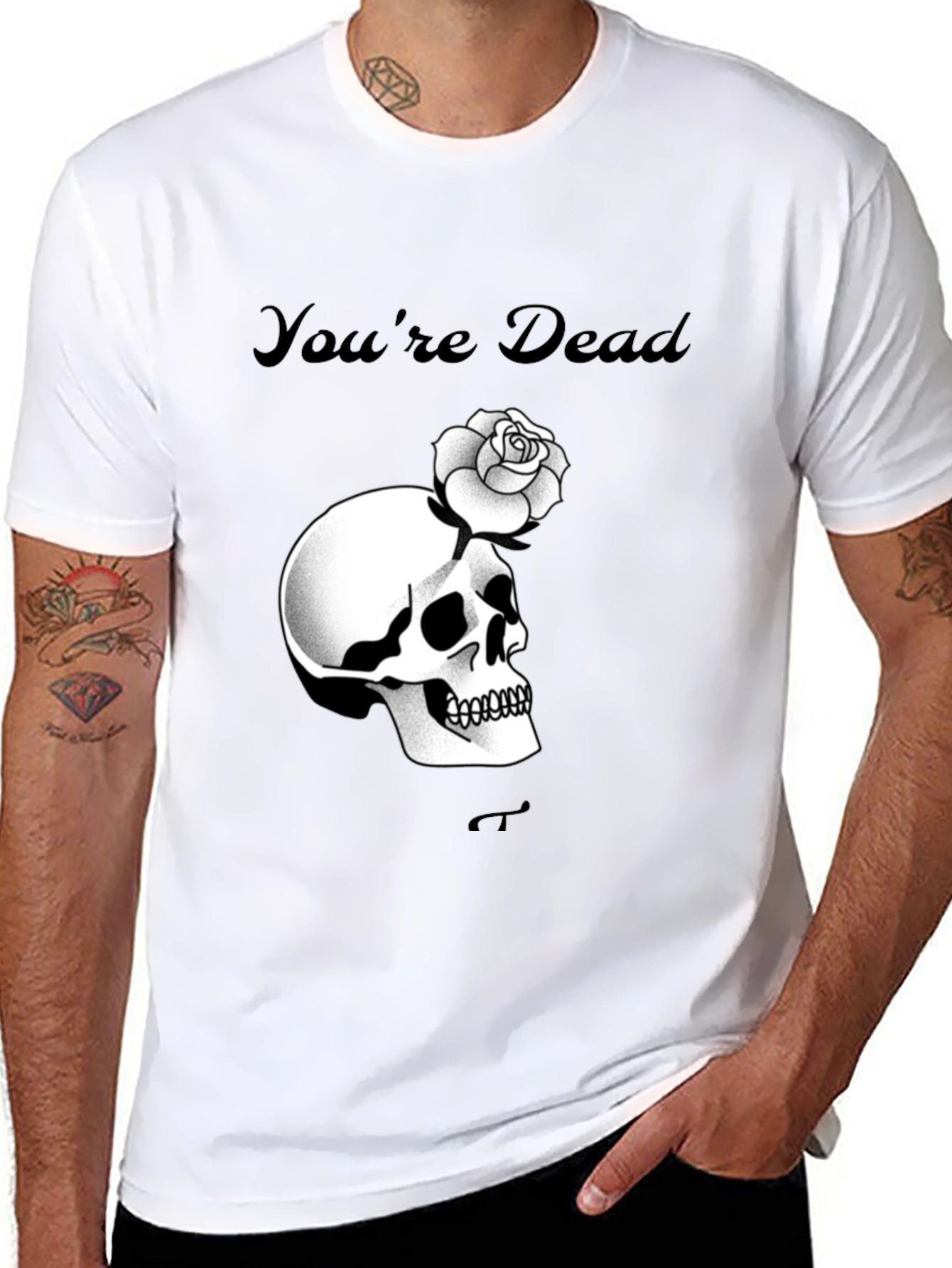 Youre Dead Skull Rose Black T-Shirt