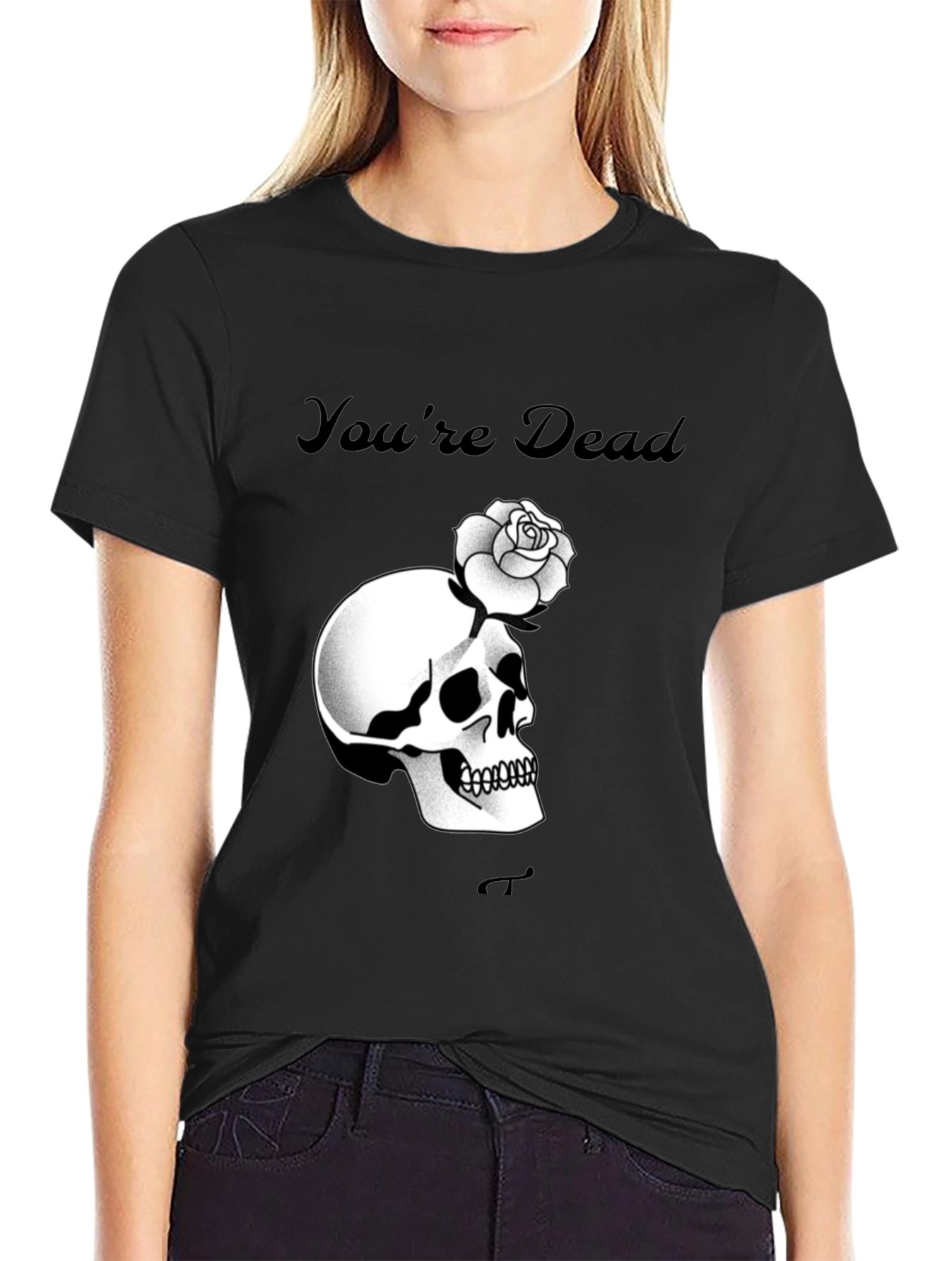 Youre Dead Skull Rose Black T-Shirt