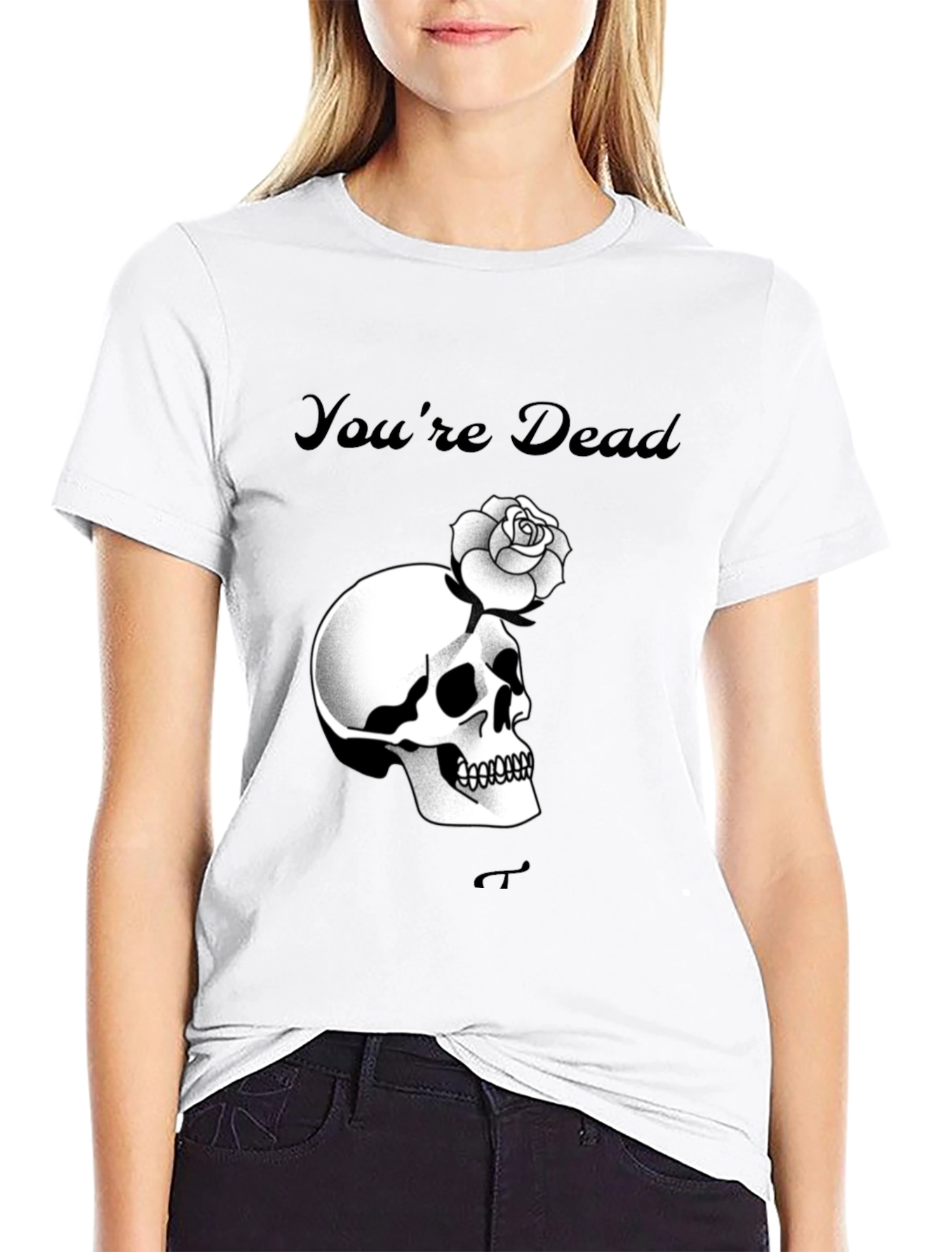 Youre Dead Skull Rose Black T-Shirt