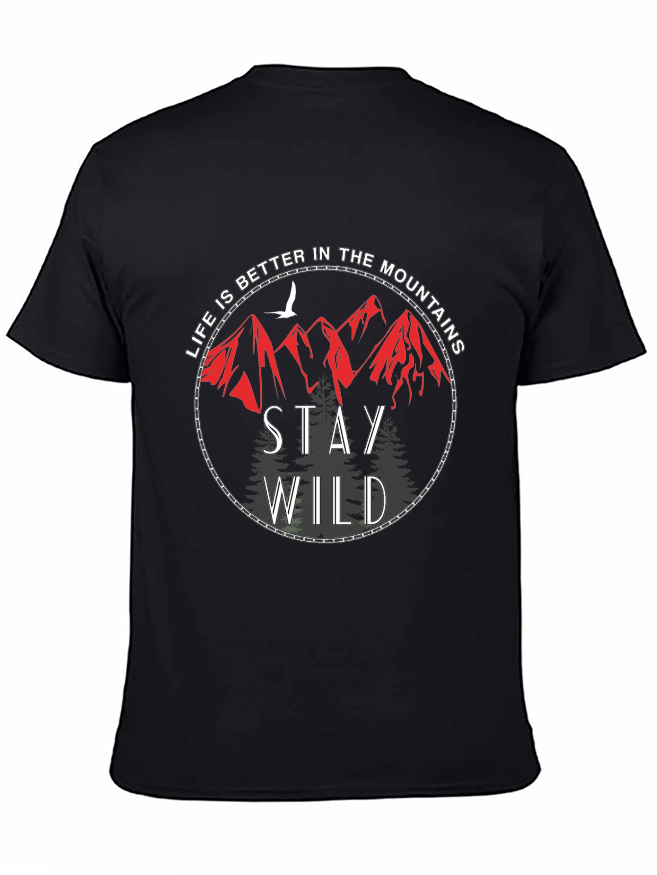 Stay Wild Mountain Graphic Tee - Black