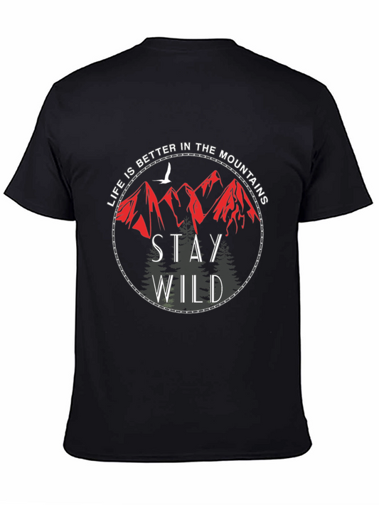 Stay Wild Mountain Graphic Tee - Black