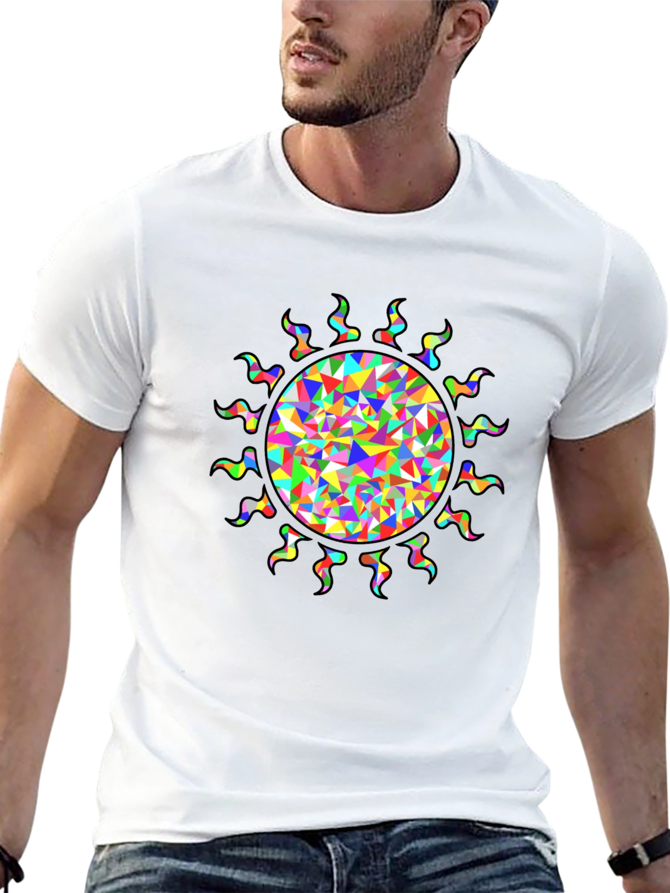 Rainbow Sun Graphic Black T-Shirt