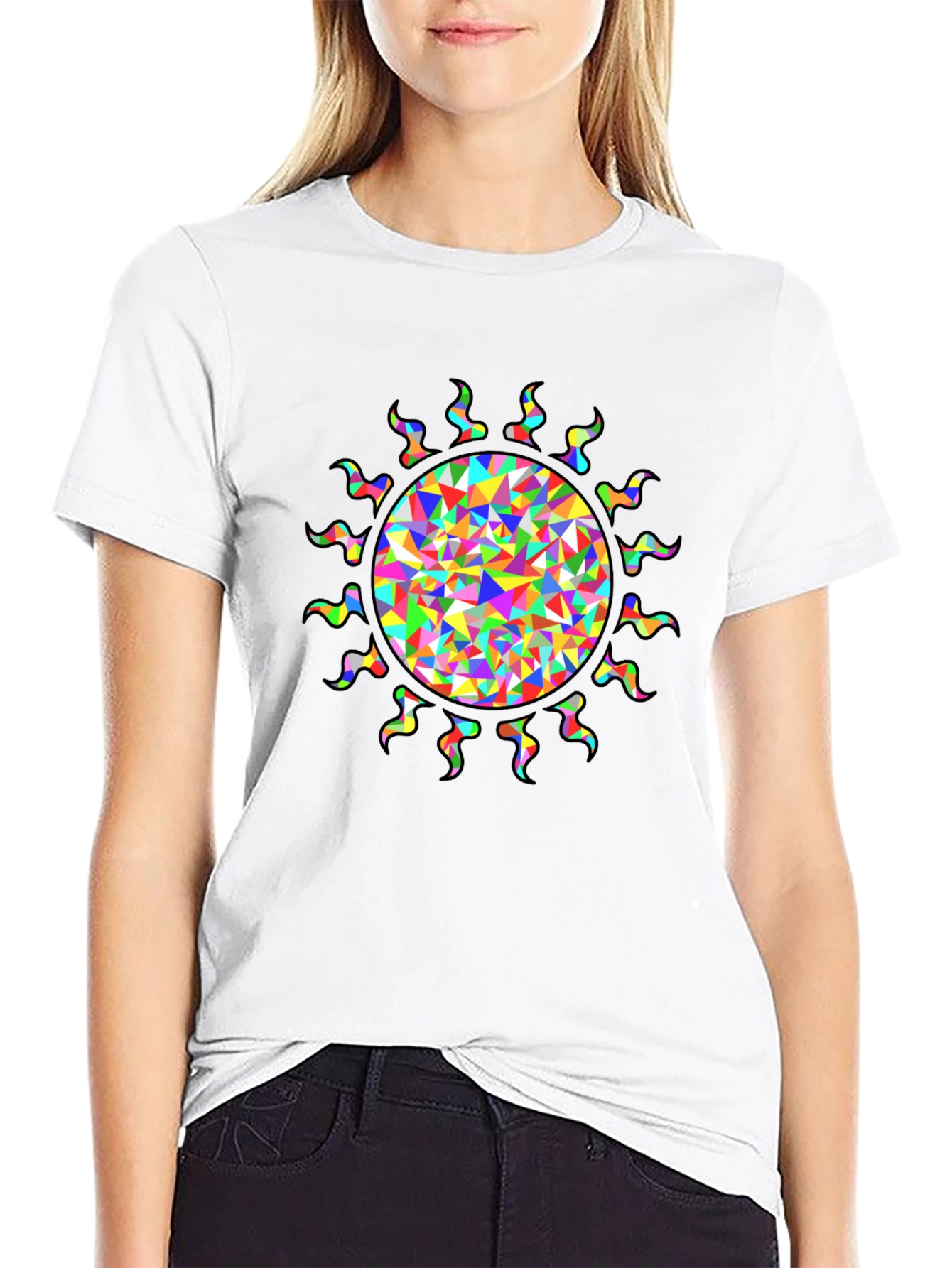 Rainbow Sun Graphic Black T-Shirt