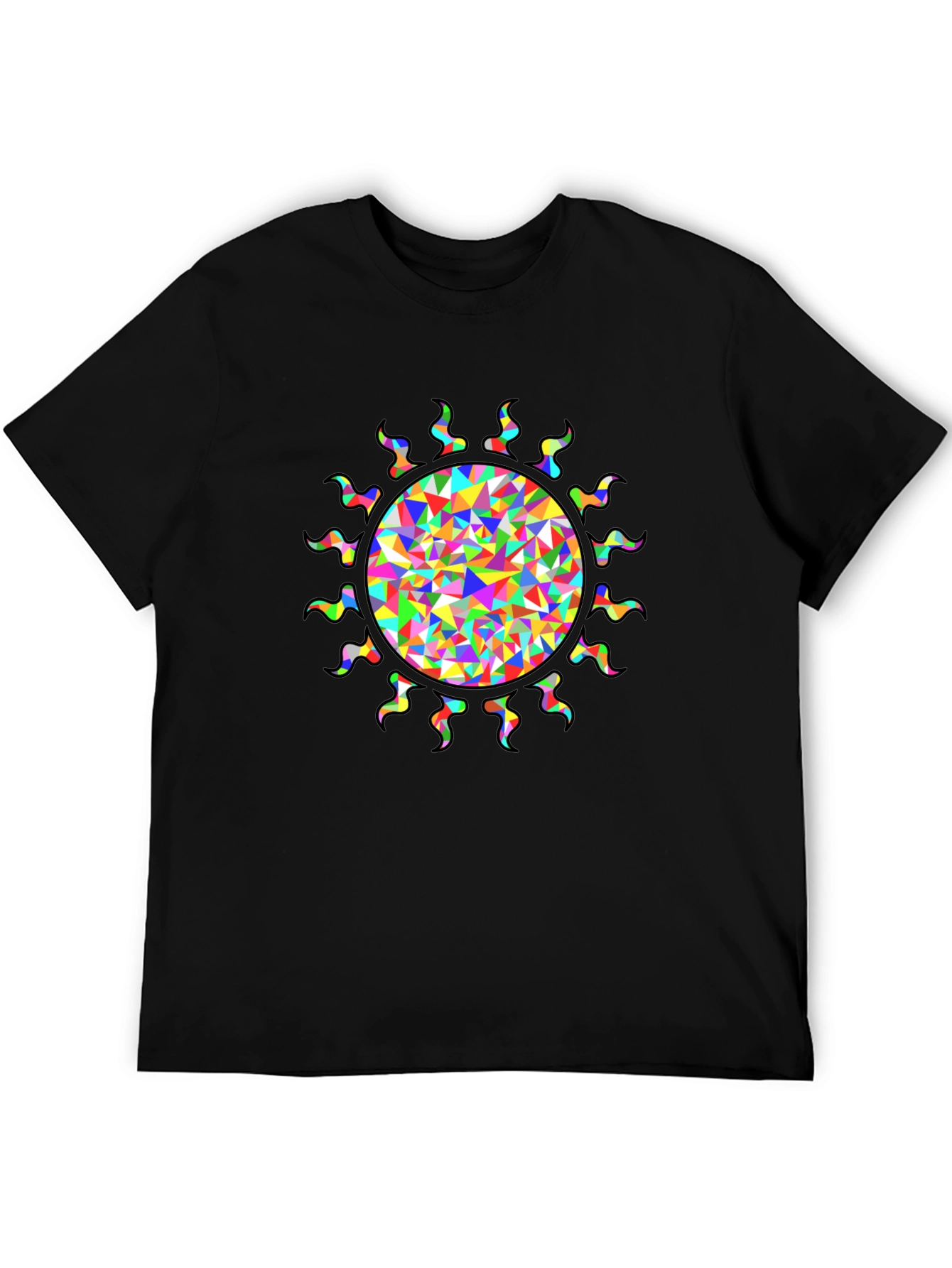 Rainbow Sun Graphic Black T-Shirt