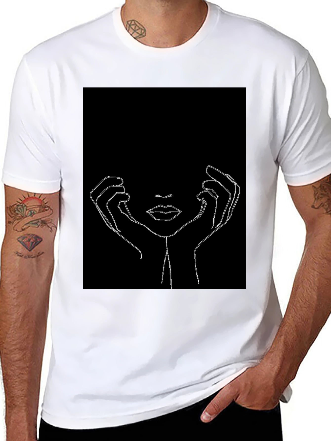 Minimalist Face Line Art Graphic Tee
