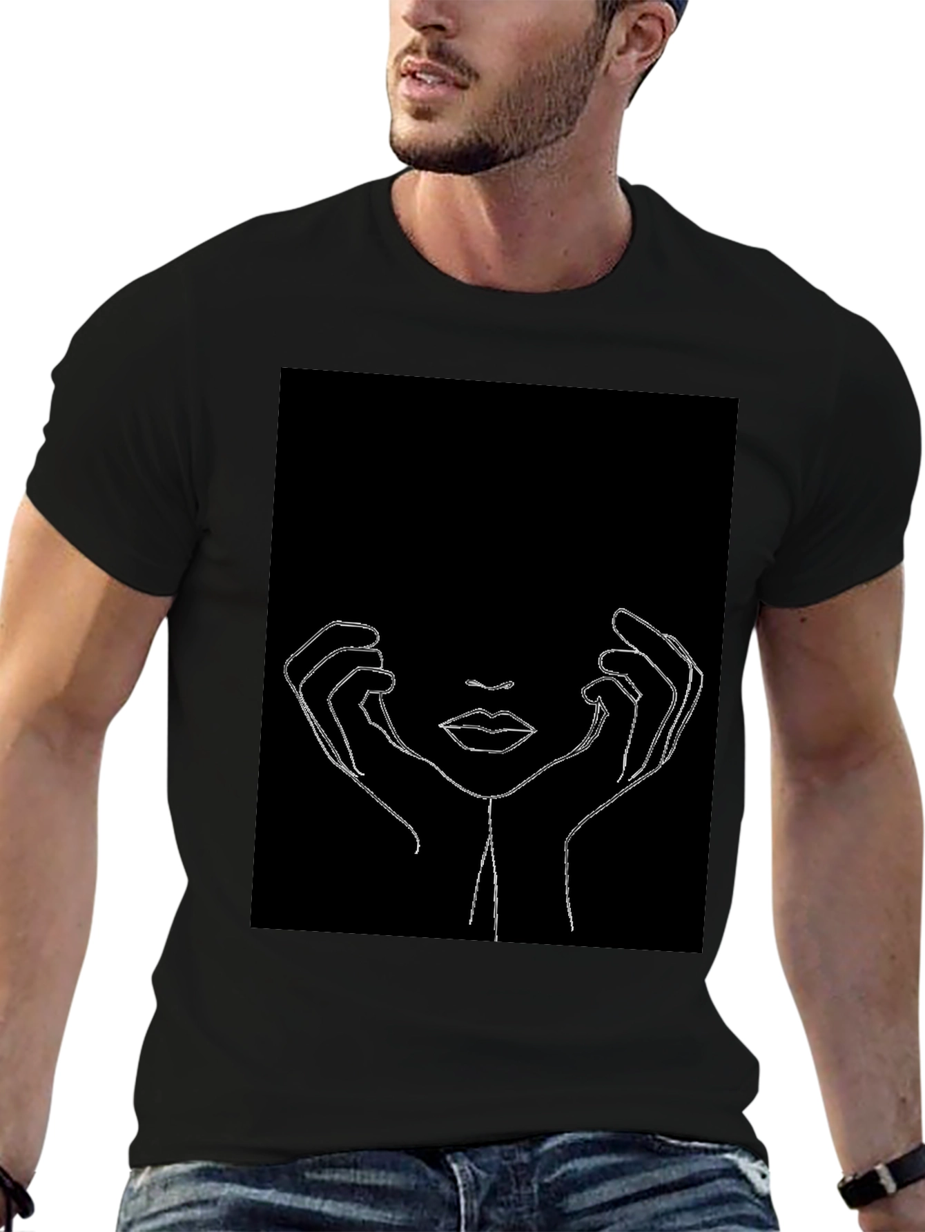 Minimalist Face Line Art Graphic Tee