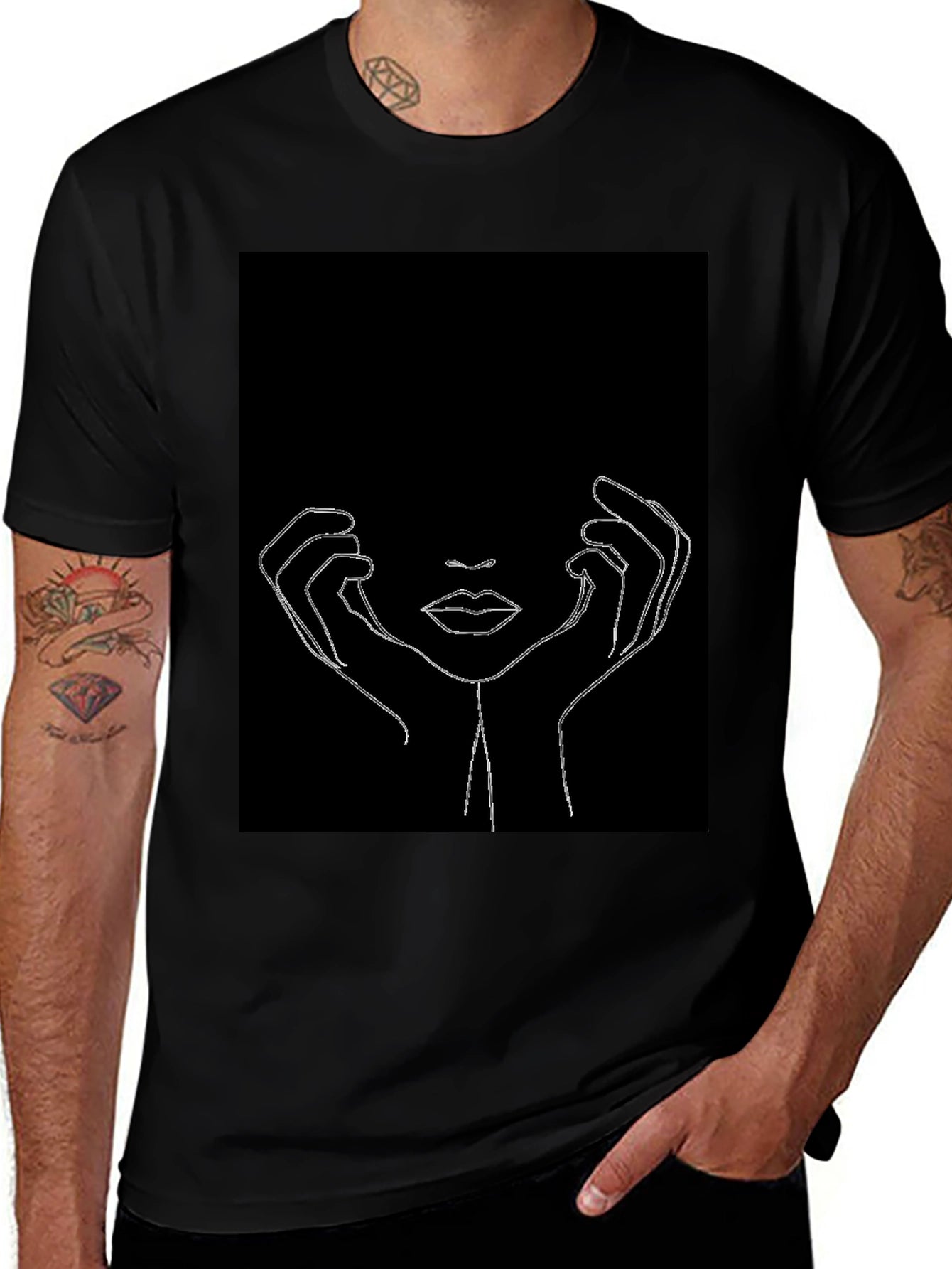 Minimalist Face Line Art Graphic Tee