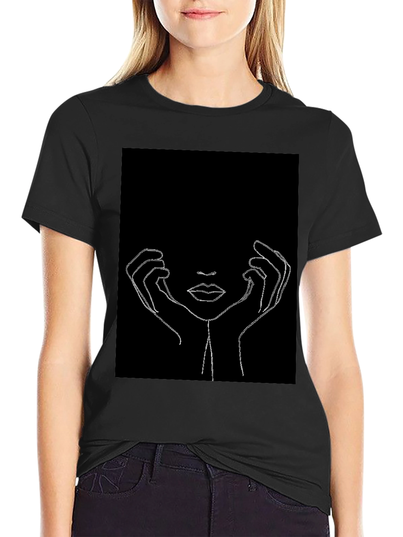 Minimalist Face Line Art Graphic Tee