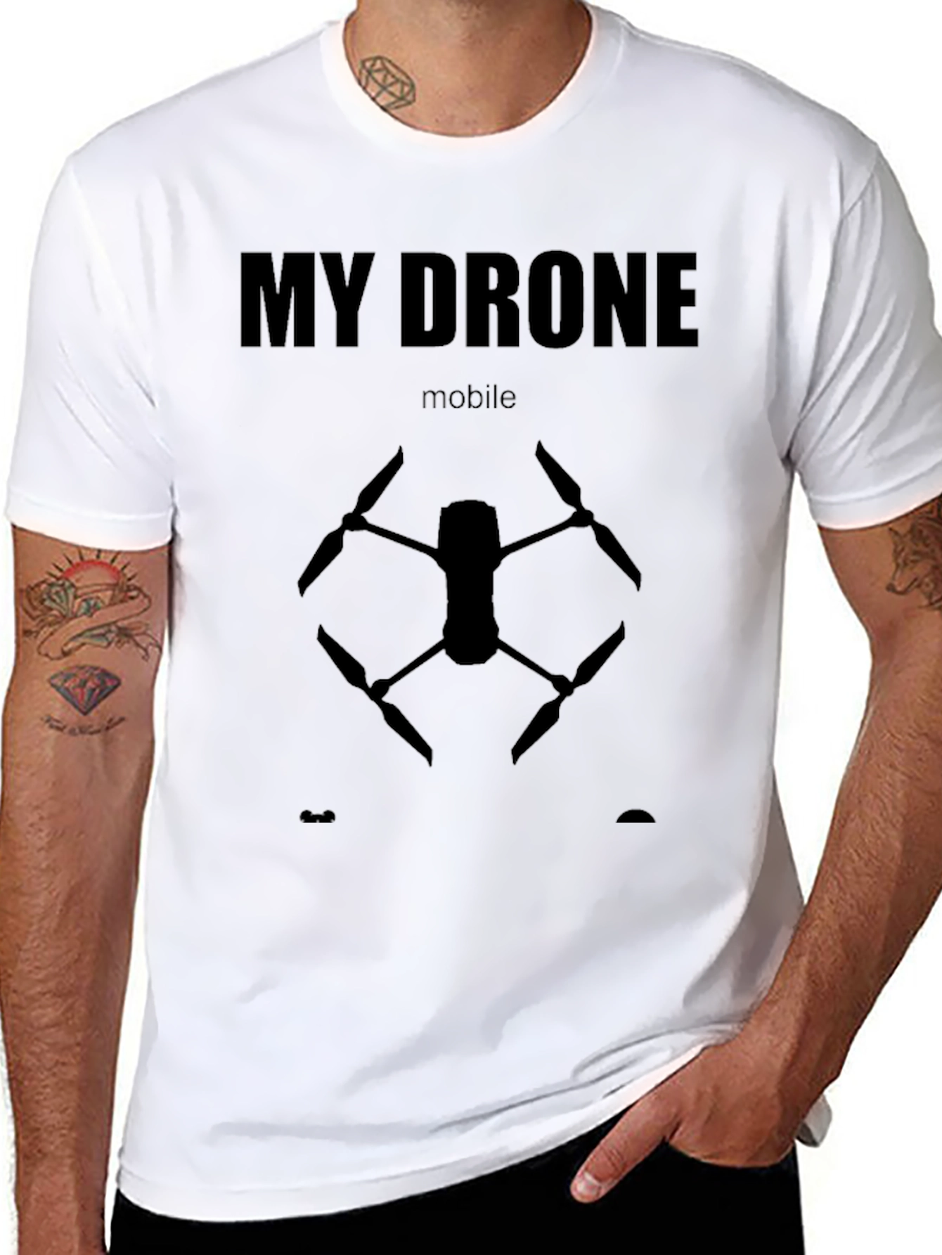 My Drone Mobile T-Shirt | Black Drone Graphic Tee