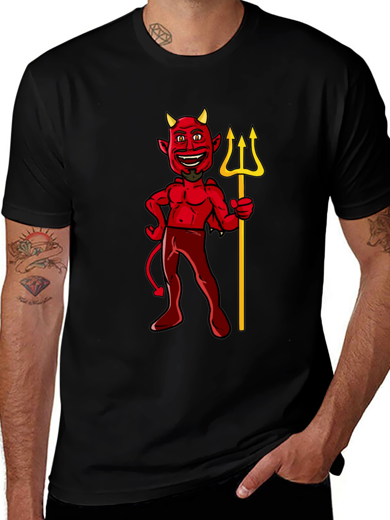 Devil Graphic Tee - Black Cotton T-Shirt