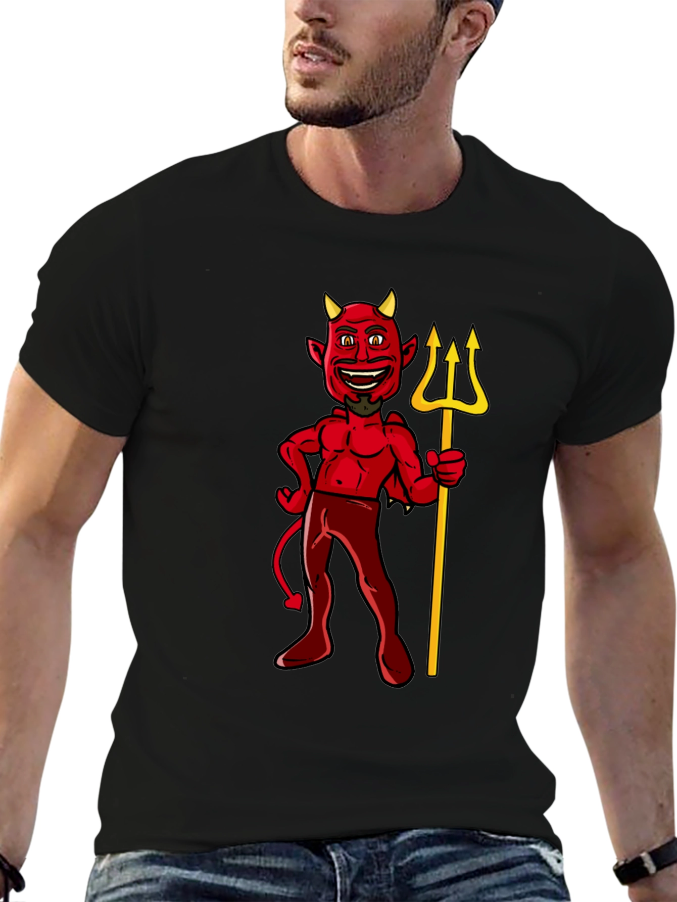 Devil Graphic Tee - Black Cotton T-Shirt