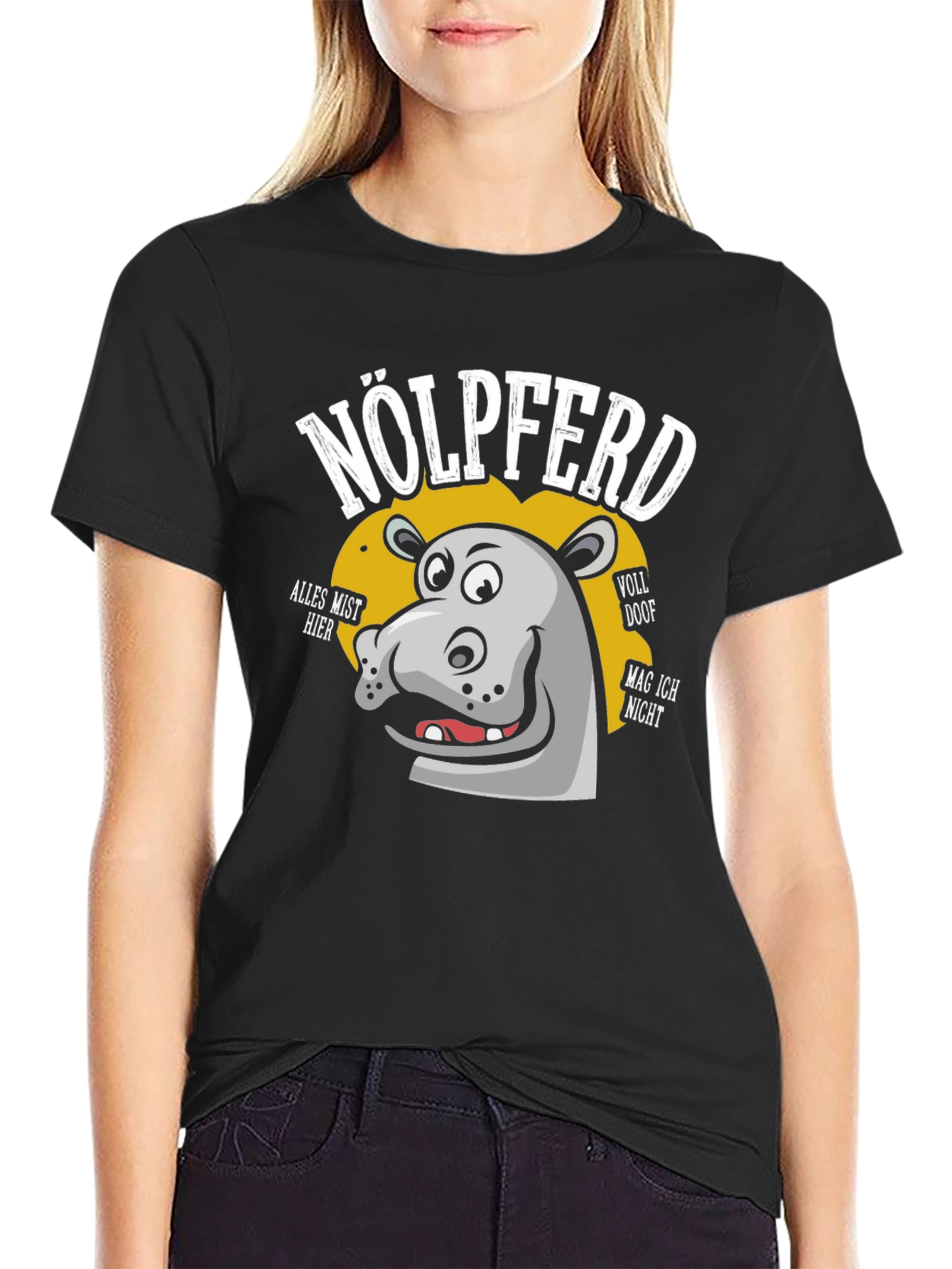 Nölpferd T-Shirt - Grumpy Hippo Funny Tee