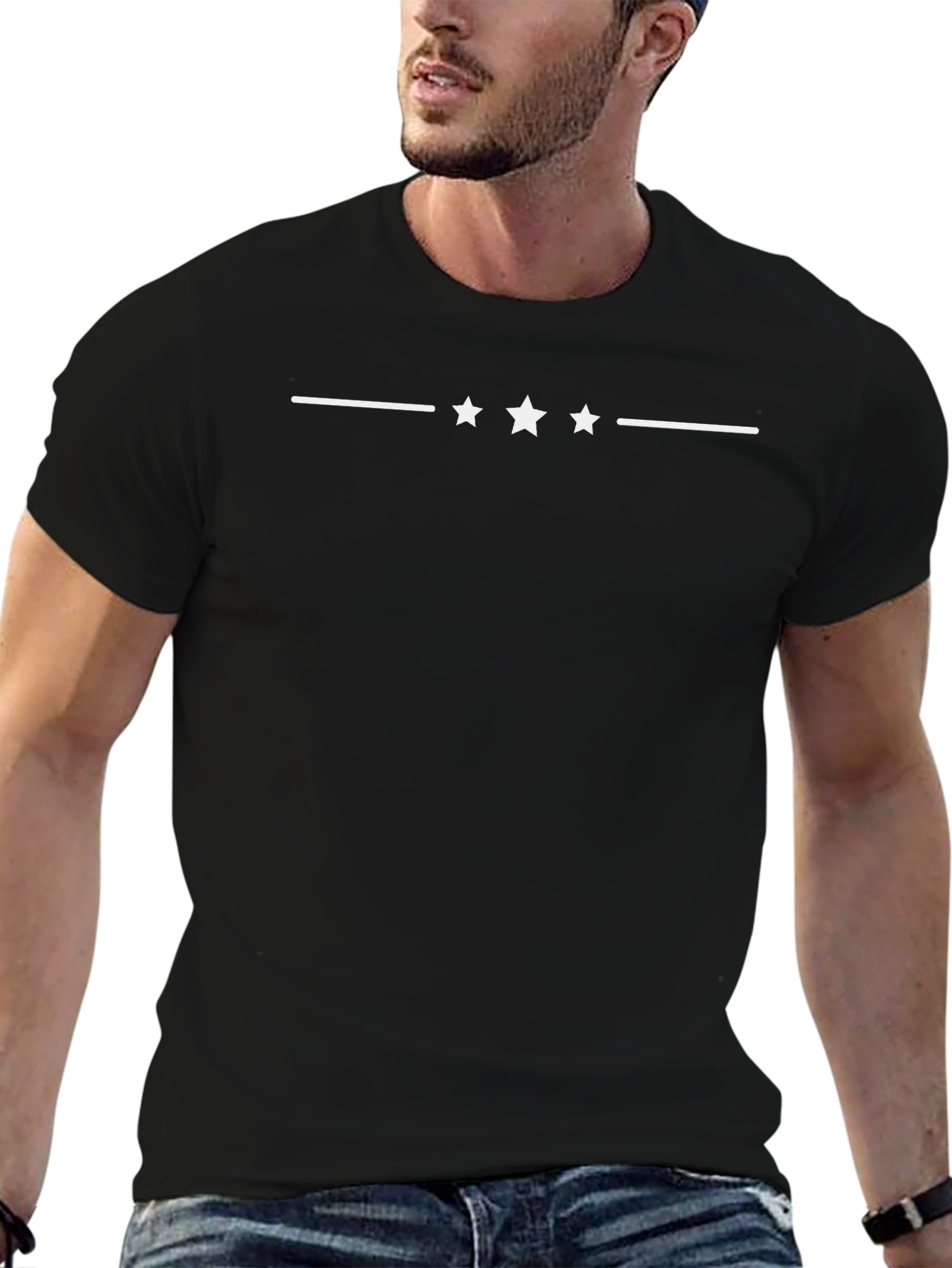 Star Graphic Crew Neck T-Shirt - Black