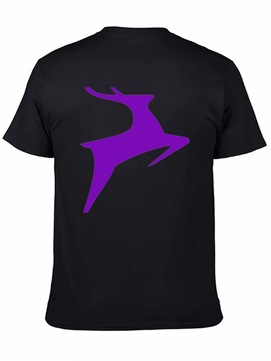 Purple Deer Graphic Black T-Shirt