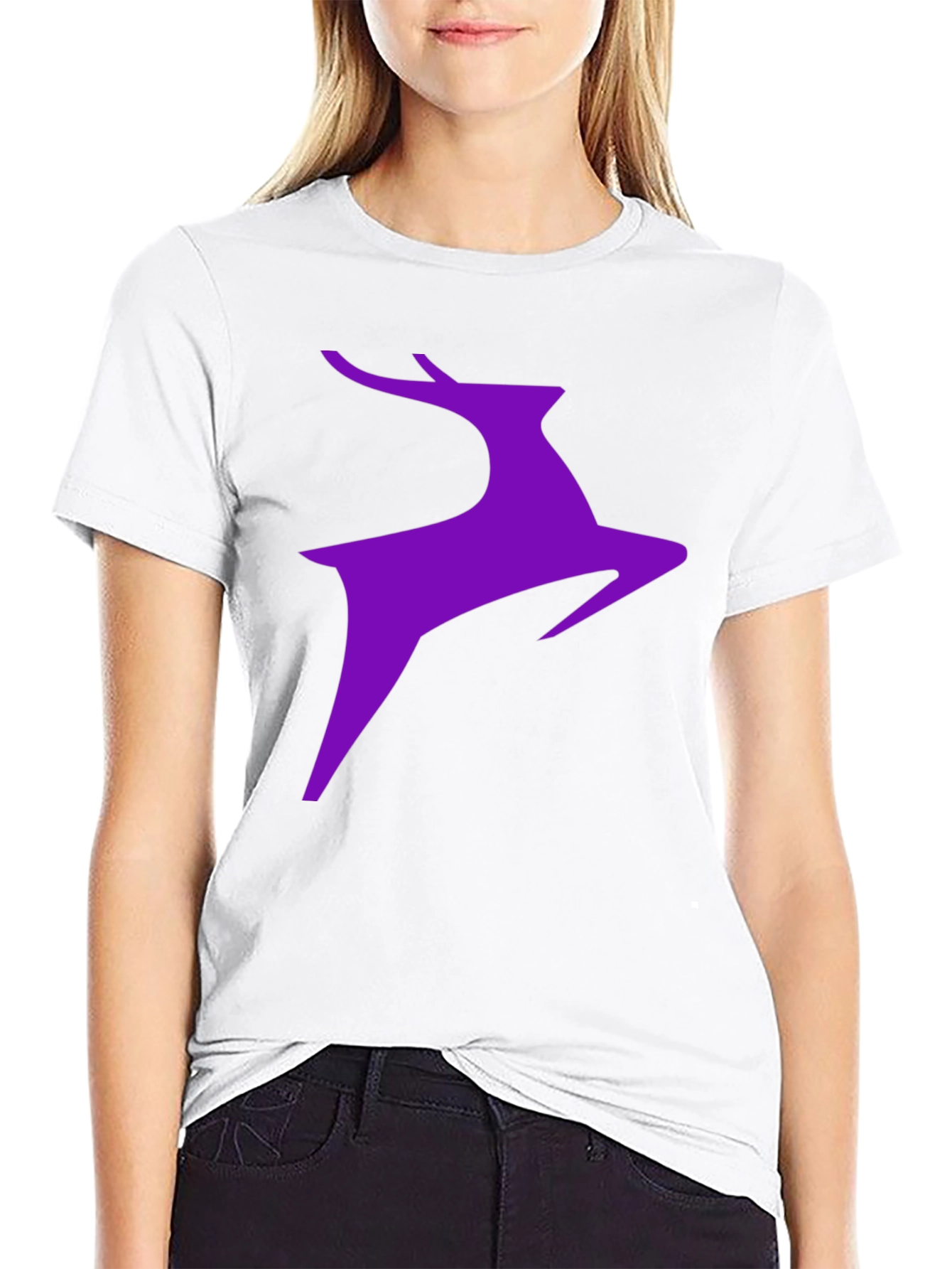 Purple Deer Graphic Black T-Shirt