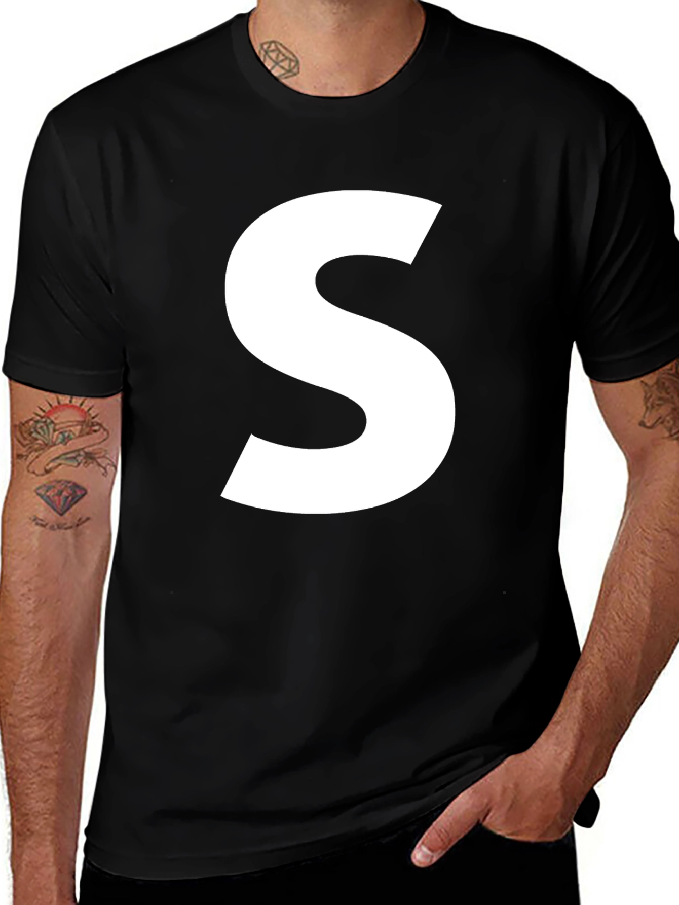 Bold S Graphic Tee - Classic Black Cotton