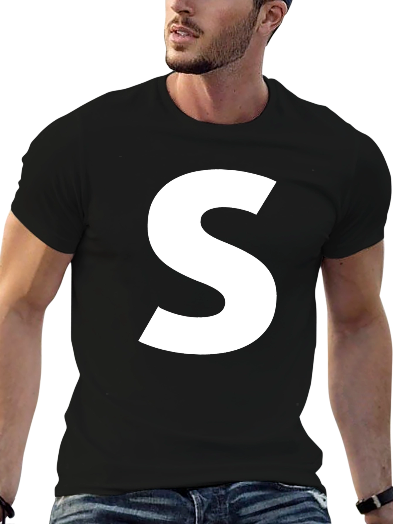 Bold S Graphic Tee - Classic Black Cotton