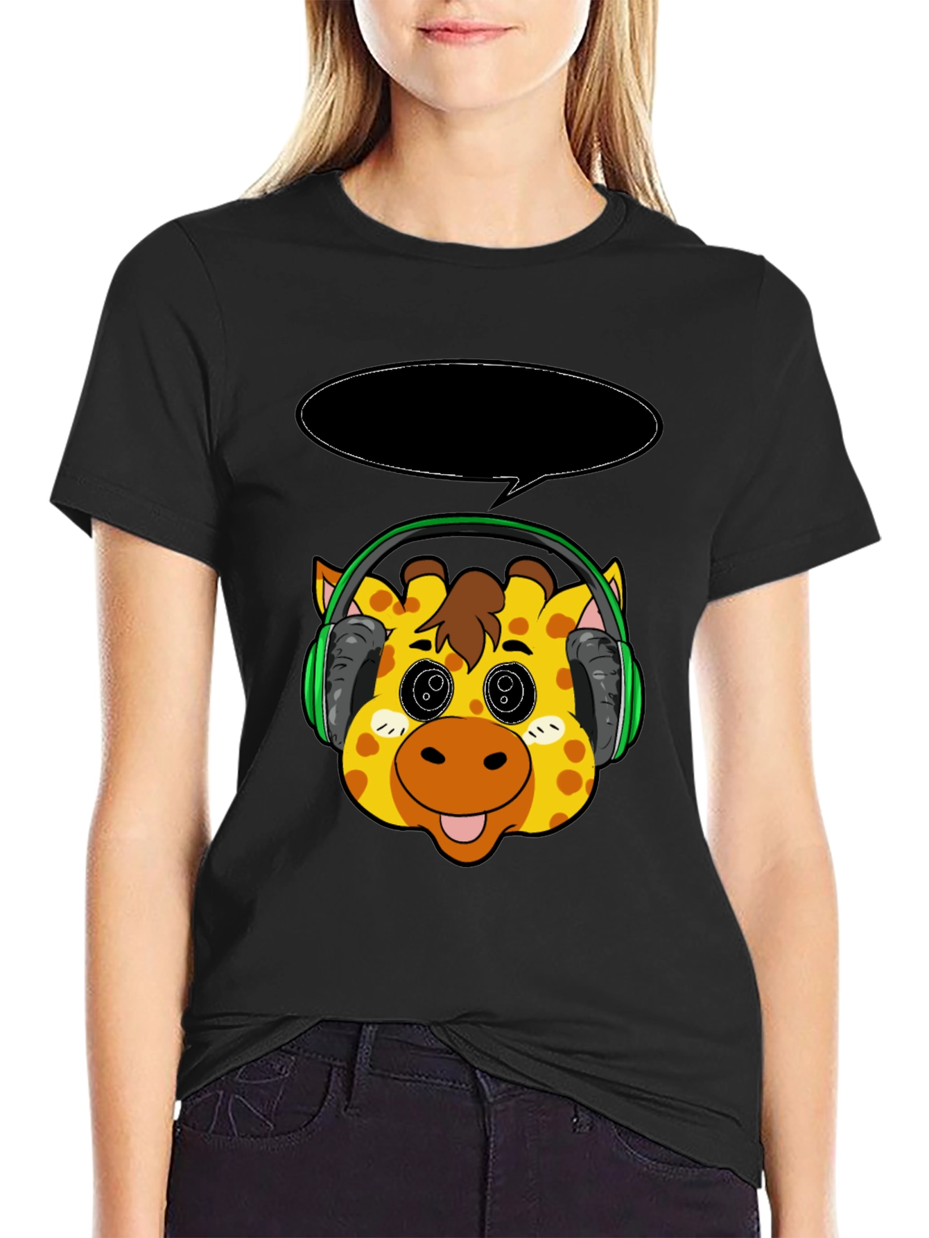 Giraffe Headphone T-Shirt - Cartoon Style