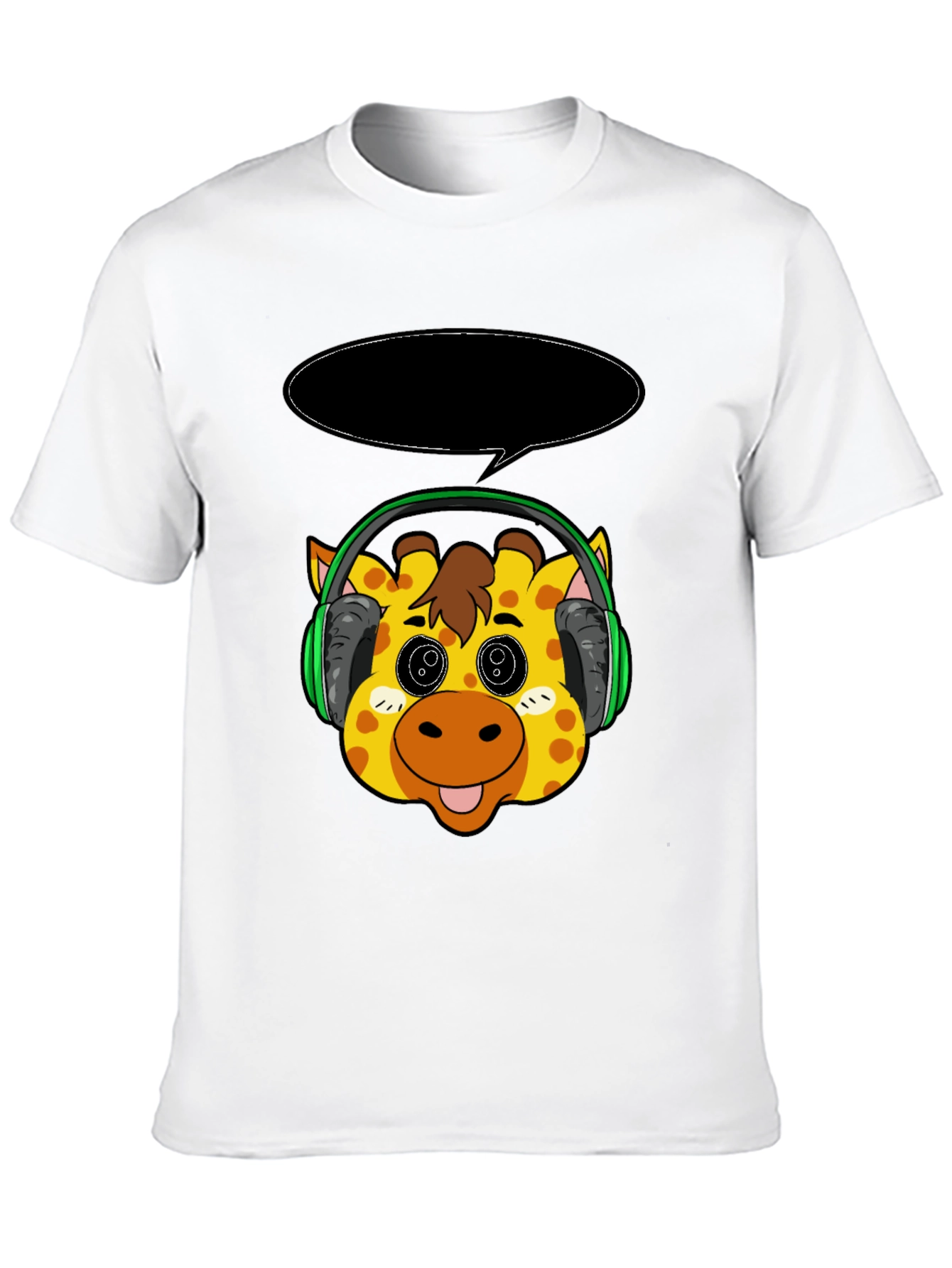 Giraffe Headphone T-Shirt - Cartoon Style