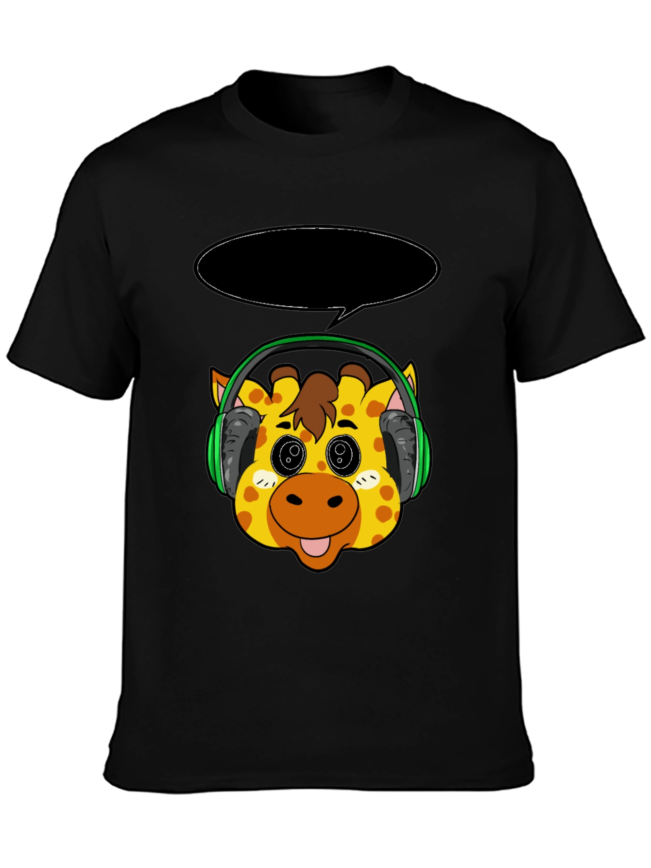 Giraffe Headphone T-Shirt - Cartoon Style