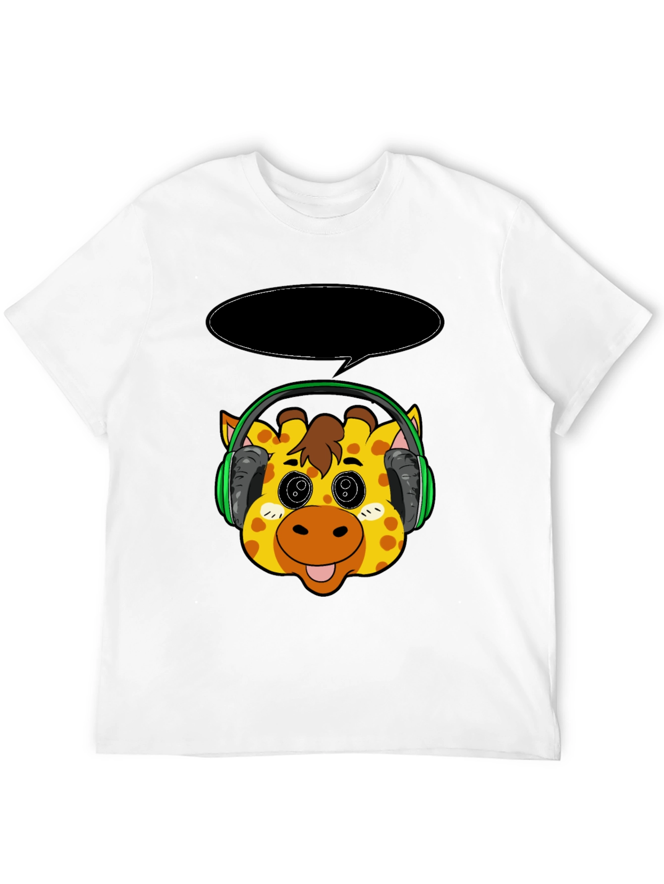 Giraffe Headphone T-Shirt - Cartoon Style