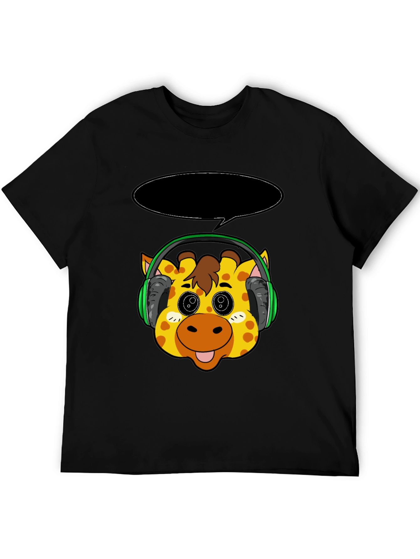 Giraffe Headphone T-Shirt - Cartoon Style