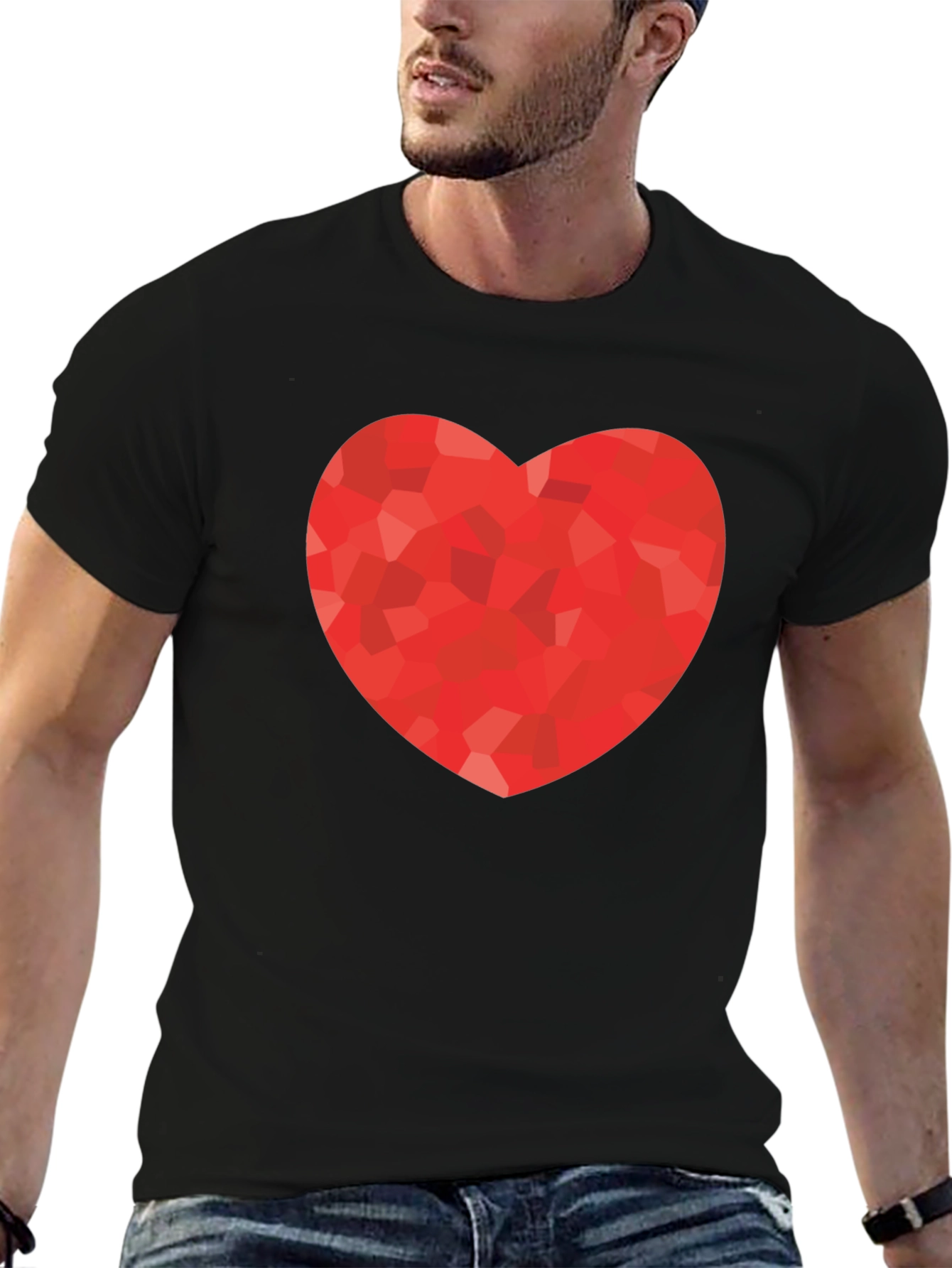 Heart Graphic Print Black T-Shirt