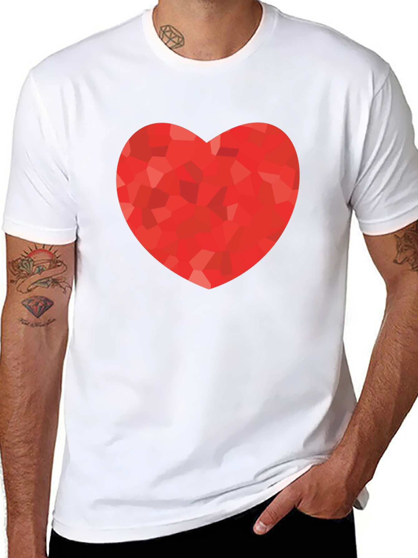 Heart Graphic Print Black T-Shirt