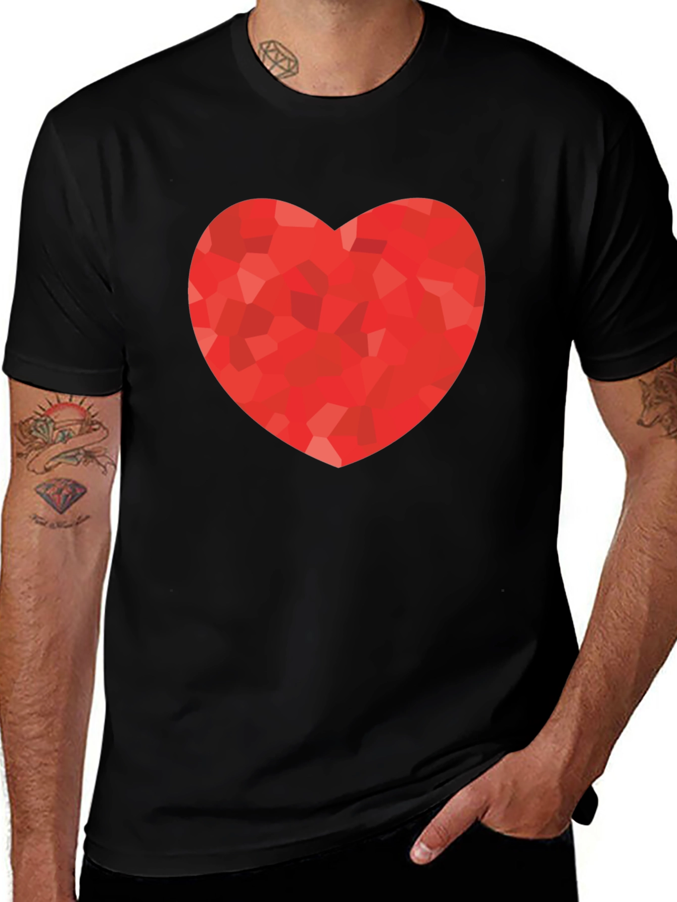 Heart Graphic Print Black T-Shirt