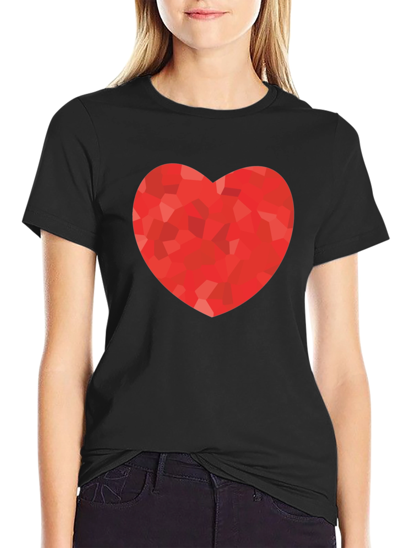 Heart Graphic Print Black T-Shirt