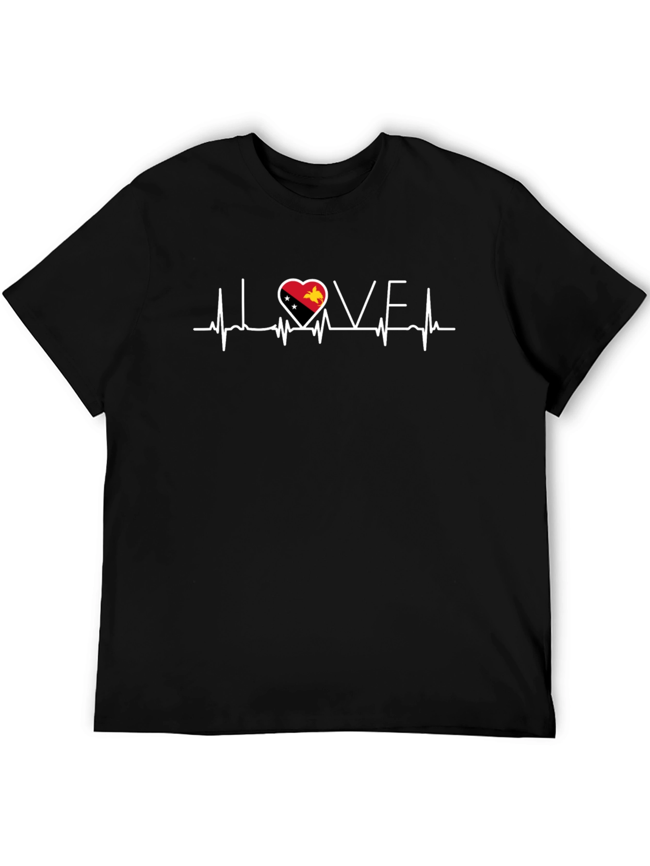 Papua New Guinea Flag Heartbeat Love T-Shirt