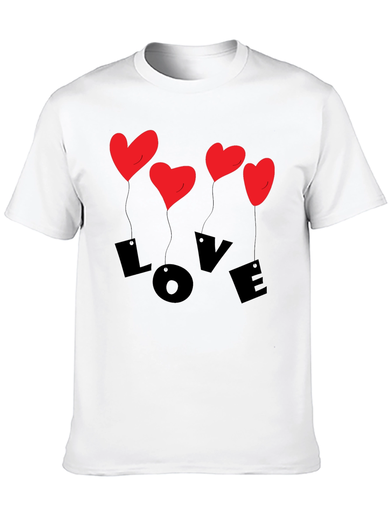 Love Heart Balloons Graphic T-Shirt - Mens Black Tee