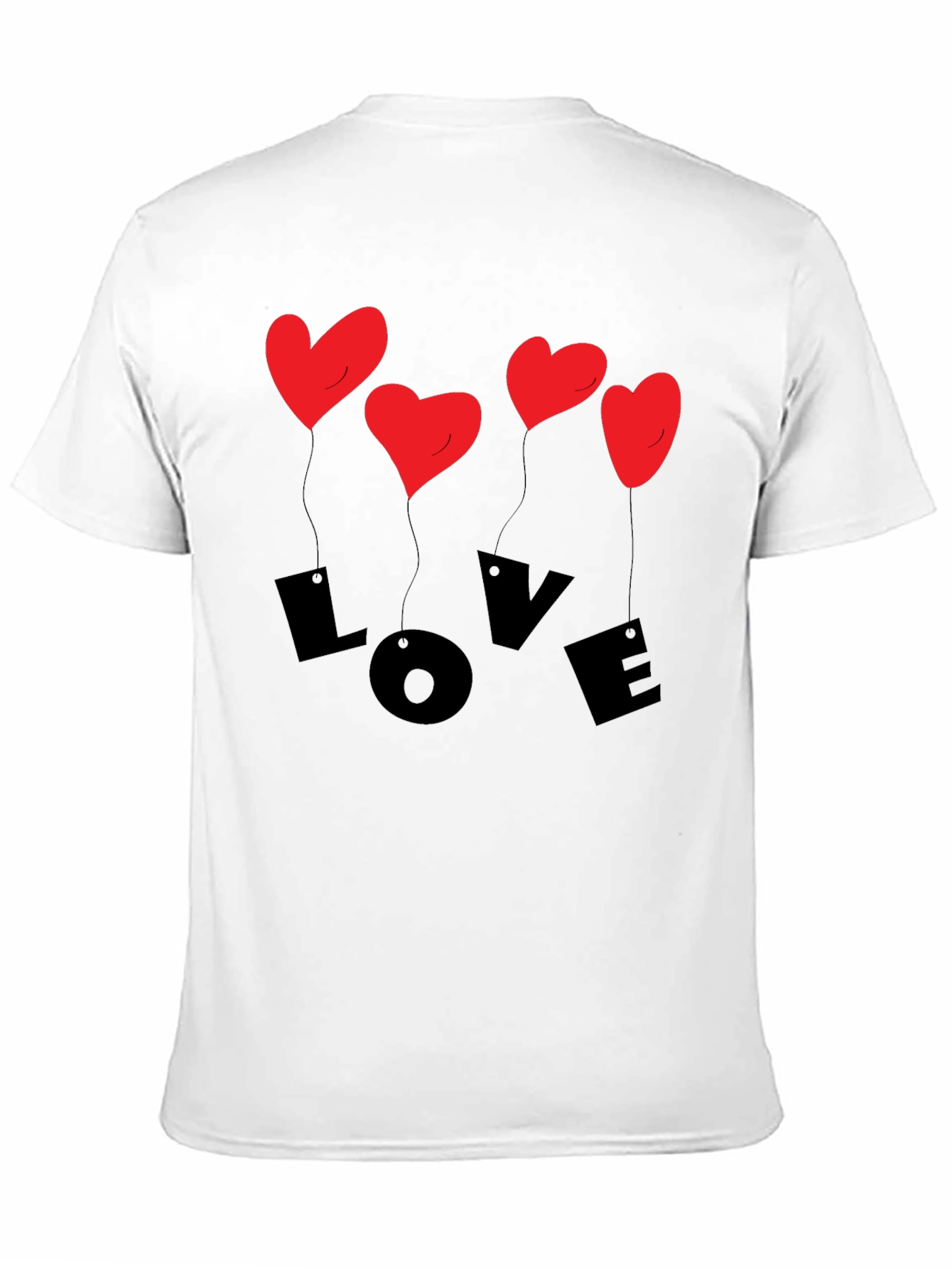 Love Heart Balloons Graphic T-Shirt - Mens Black Tee