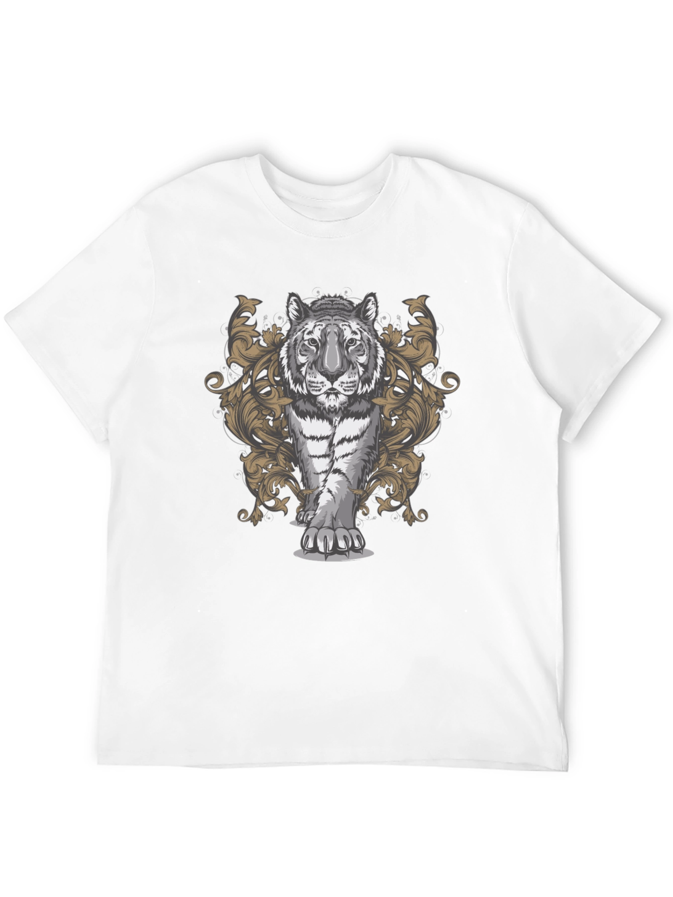 Tiger Graphic Print Mens Black T-Shirt