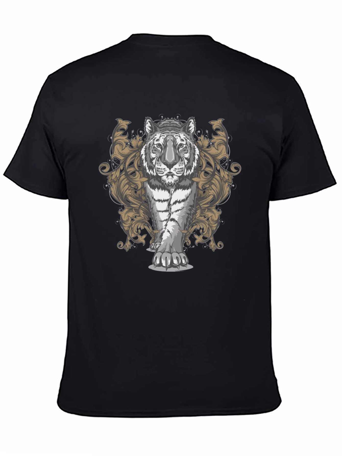 Tiger Graphic Print Mens Black T-Shirt