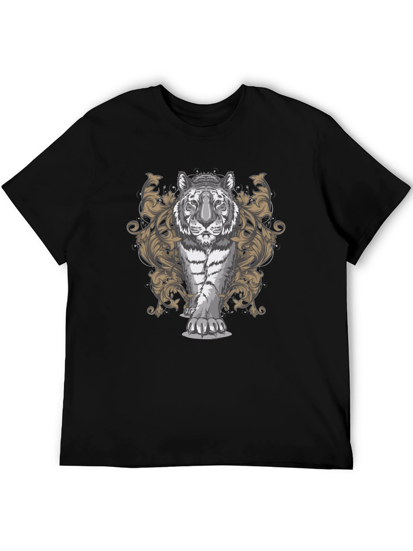 Tiger Graphic Print Mens Black T-Shirt