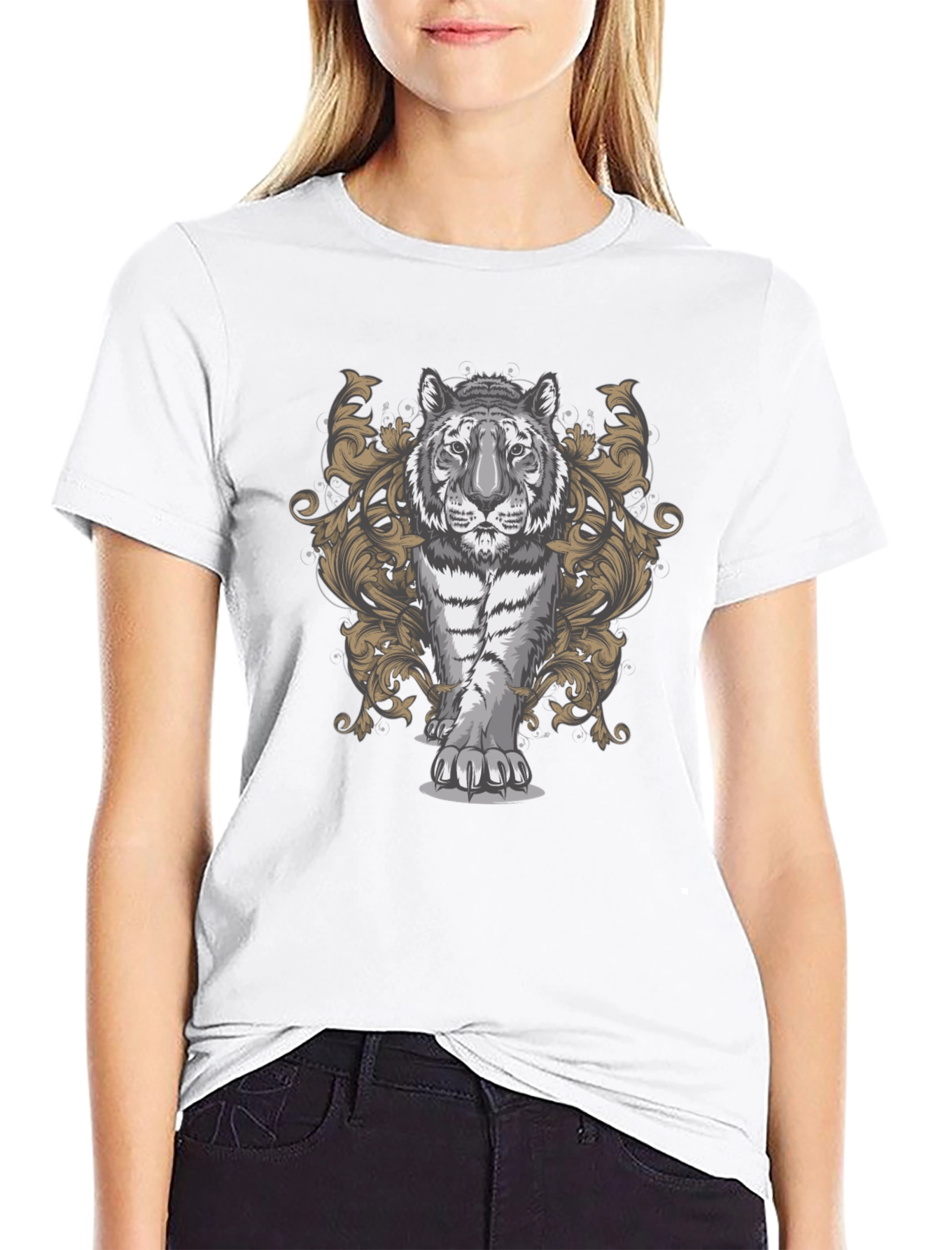 Tiger Graphic Print Mens Black T-Shirt