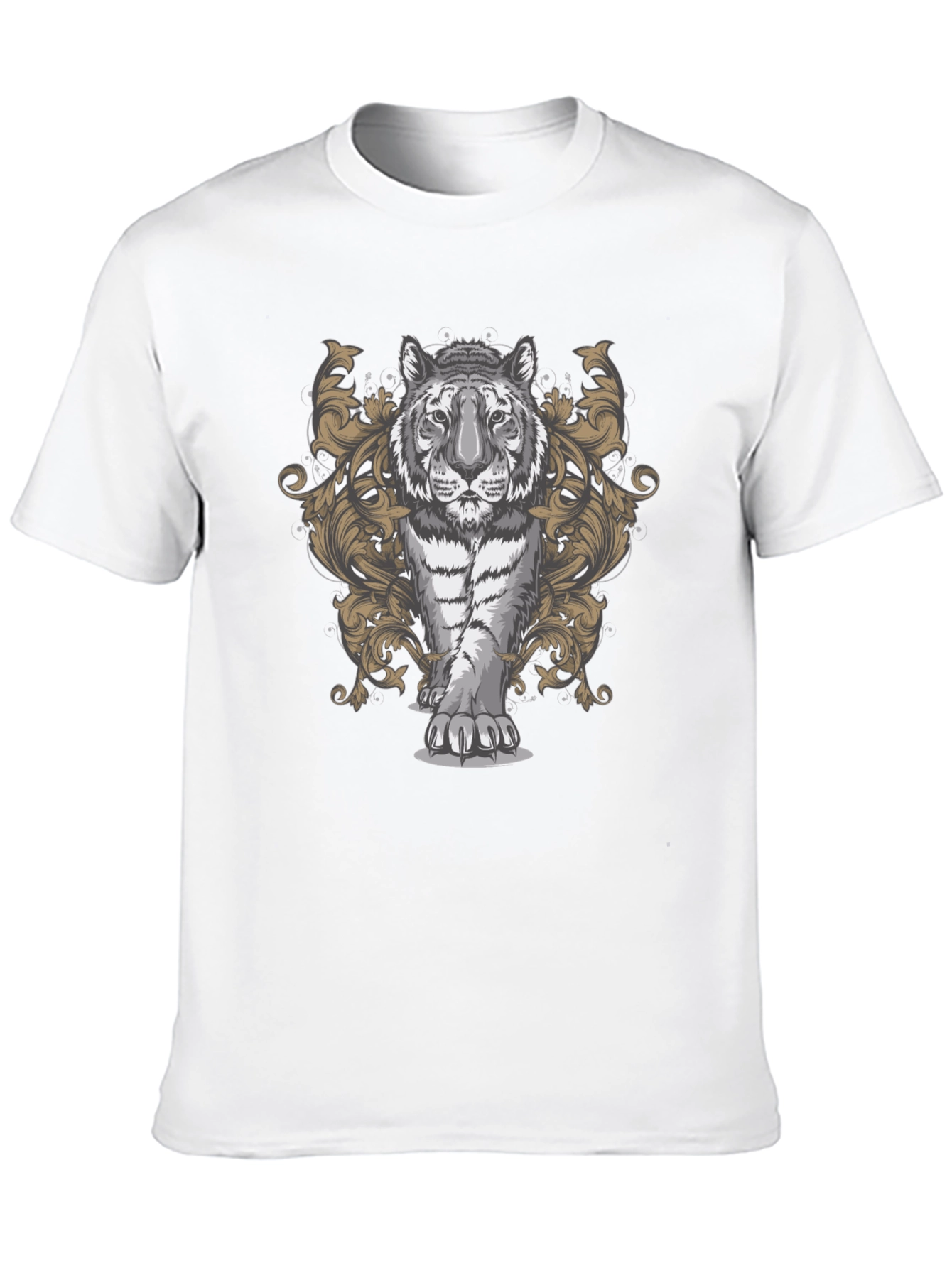 Tiger Graphic Print Mens Black T-Shirt