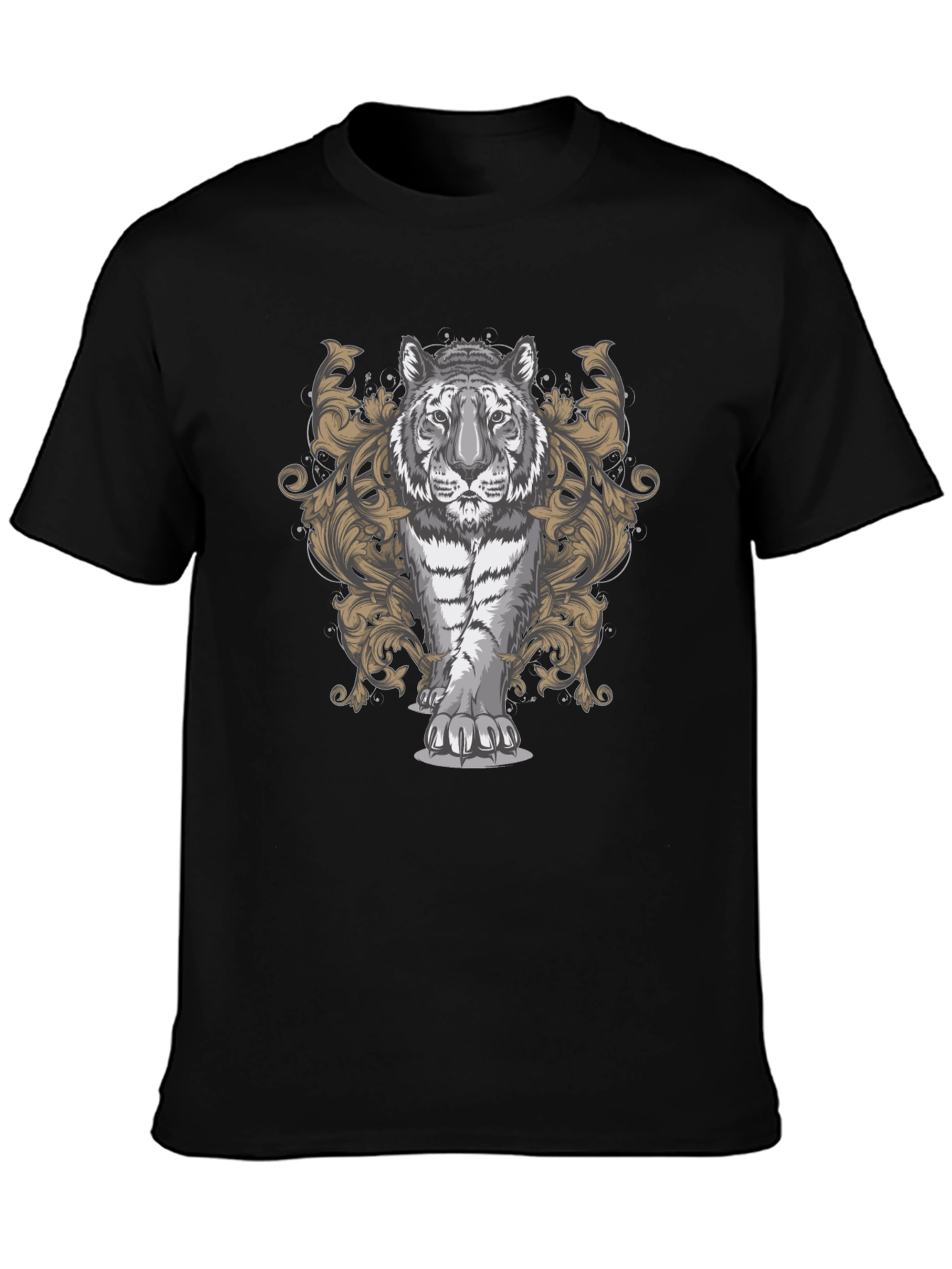 Tiger Graphic Print Mens Black T-Shirt
