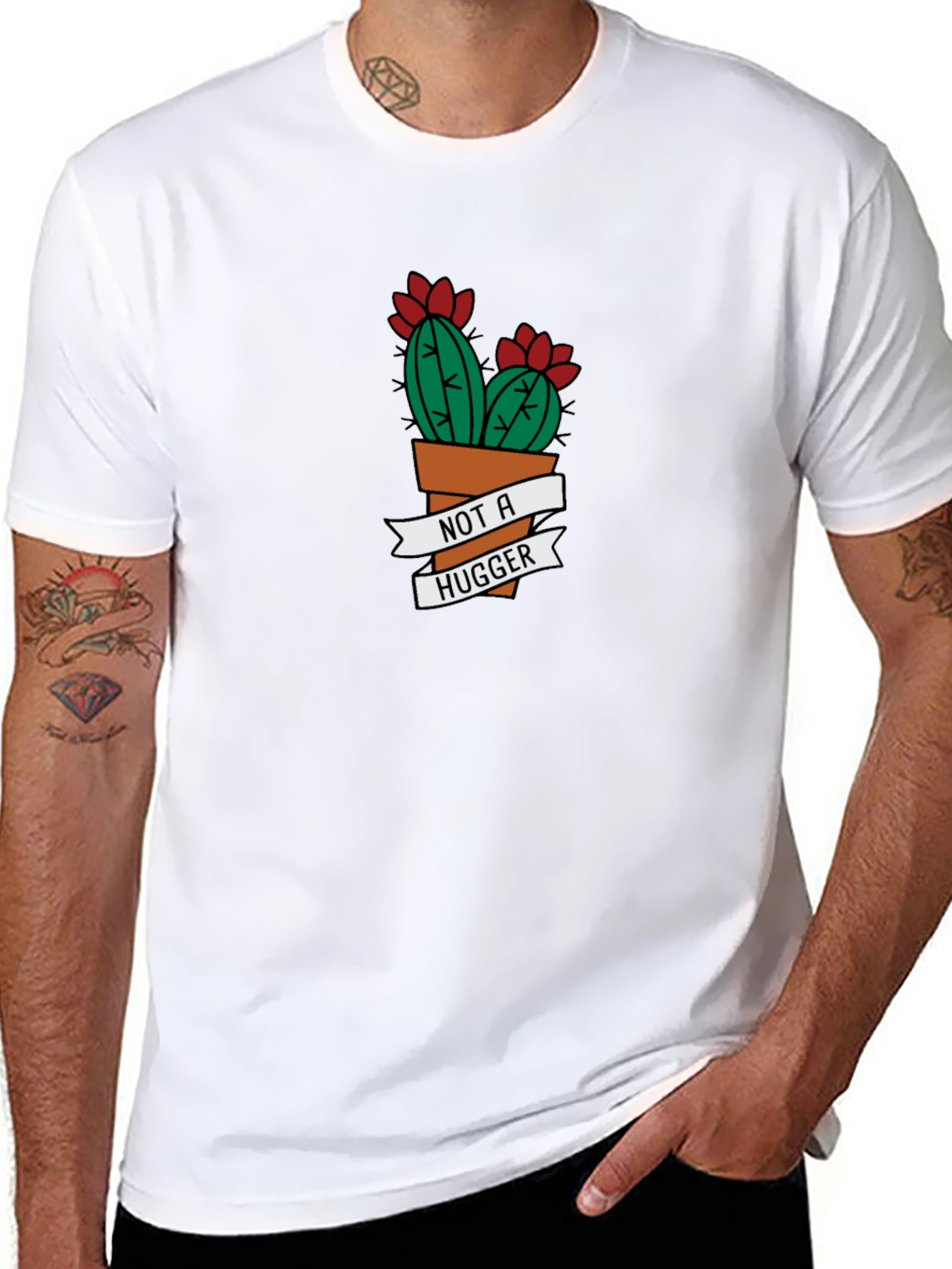 Not A Hugger Cactus Graphic Tee - Black