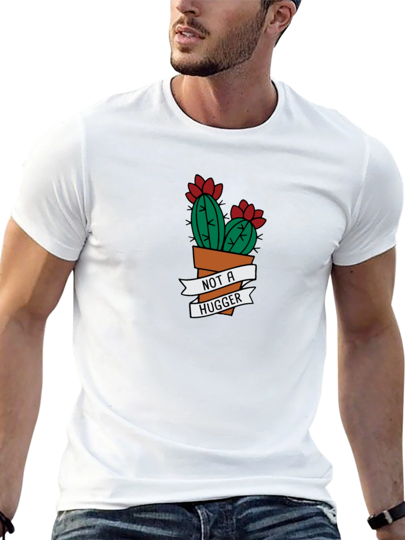Not A Hugger Cactus Graphic Tee - Black